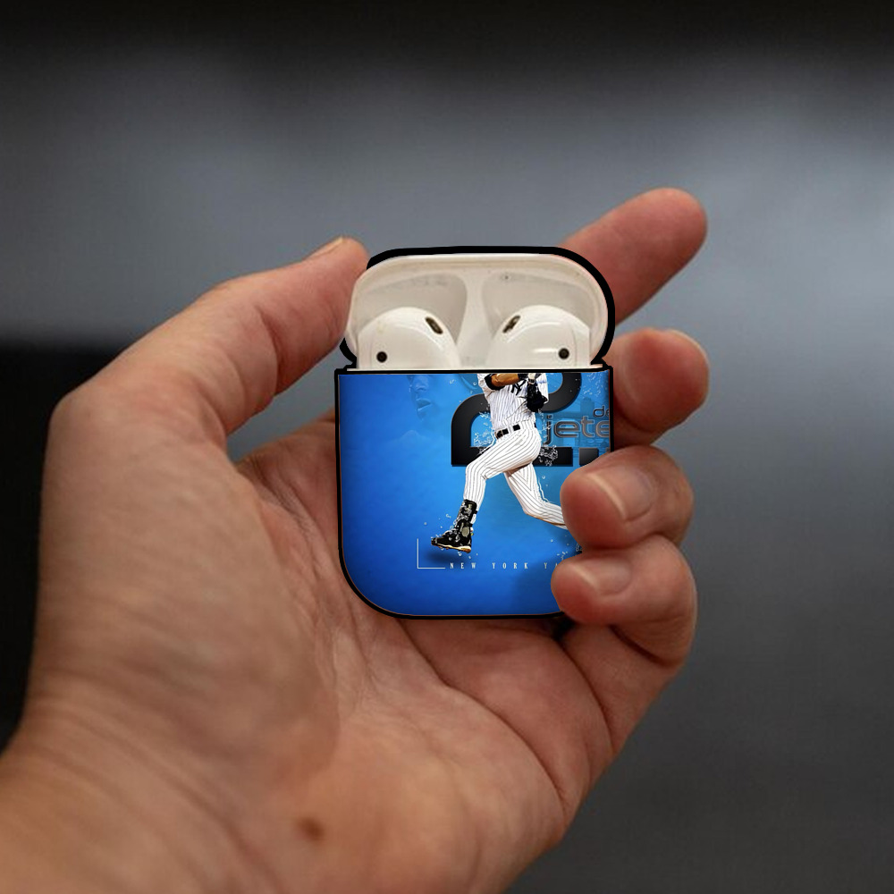 Derek Jeter 107 AirPods 2 Case Hard Shell Black, Flexible PC Material, Precise Cutouts, Full Protection, Anti-Fingerprint, Washable, Includes Keychain – Durable & Slim Design