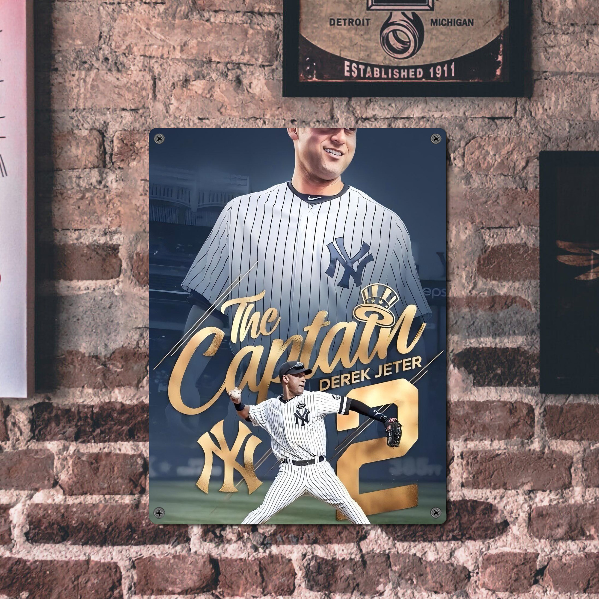 Derek Jeter 29 Vintage Metal Tin Sign 12x16inch – Retro Wall Art Decor For Home, Bar, Kitchen, Bedroom, Office – Durable Iron Sheet Poster, Easy To Hang, Full-Color Printing