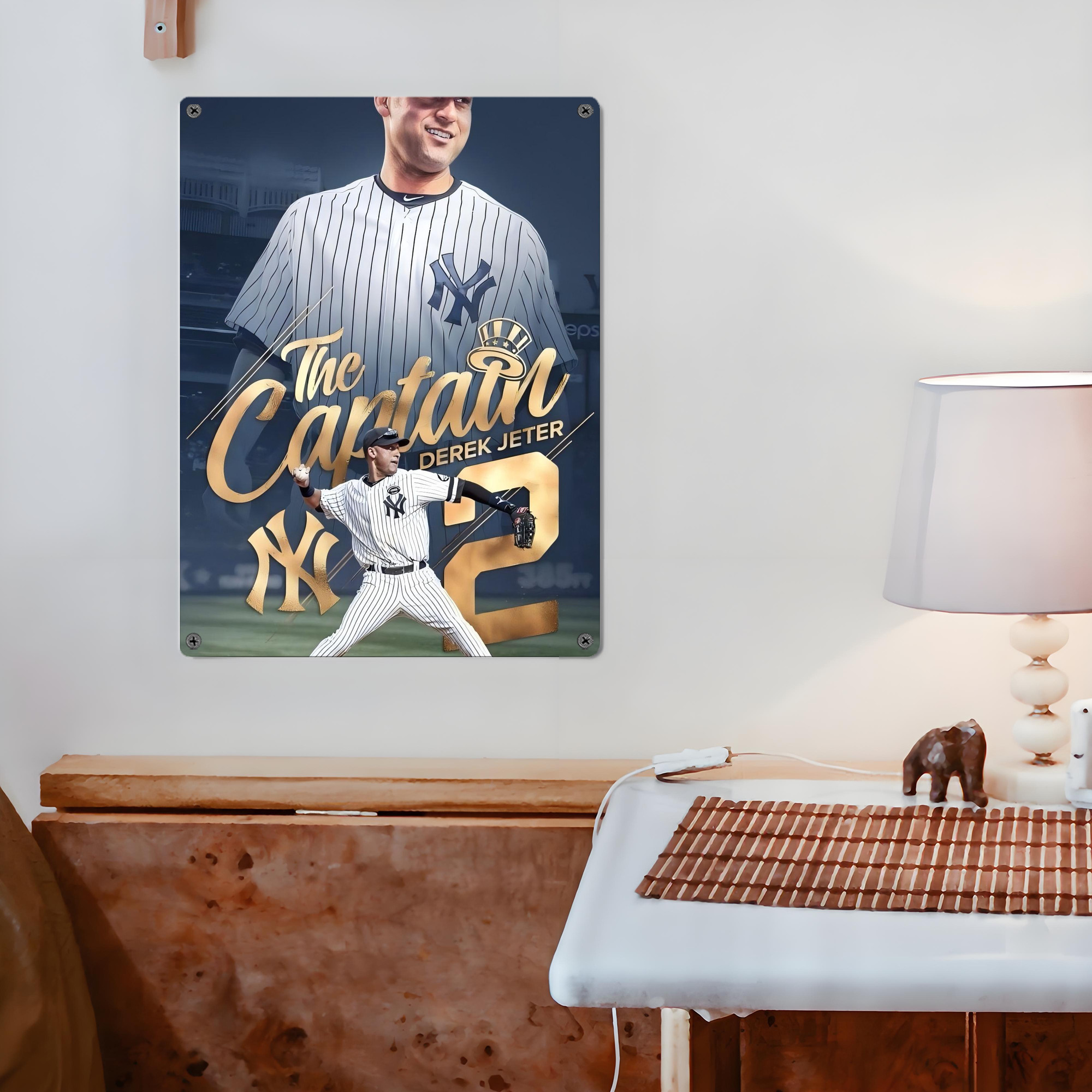 Derek Jeter 29 Vintage Metal Tin Sign 12x16inch – Retro Wall Art Decor For Home, Bar, Kitchen, Bedroom, Office – Durable Iron Sheet Poster, Easy To Hang, Full-Color Printing