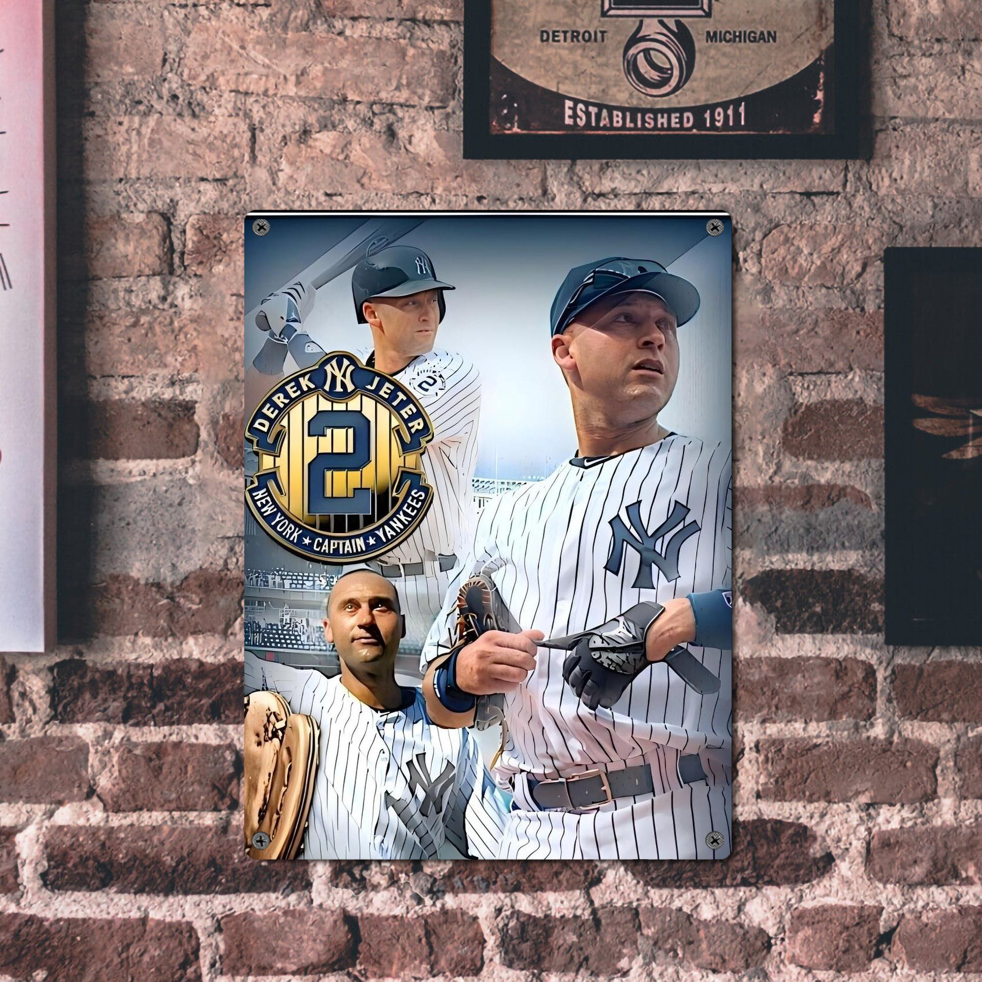 Derek Jeter 40 Vintage Metal Tin Sign 12x16inch – Retro Wall Art Decor For Home, Bar, Kitchen, Bedroom, Office – Durable Iron Sheet Poster, Easy To Hang, Full-Color Printing