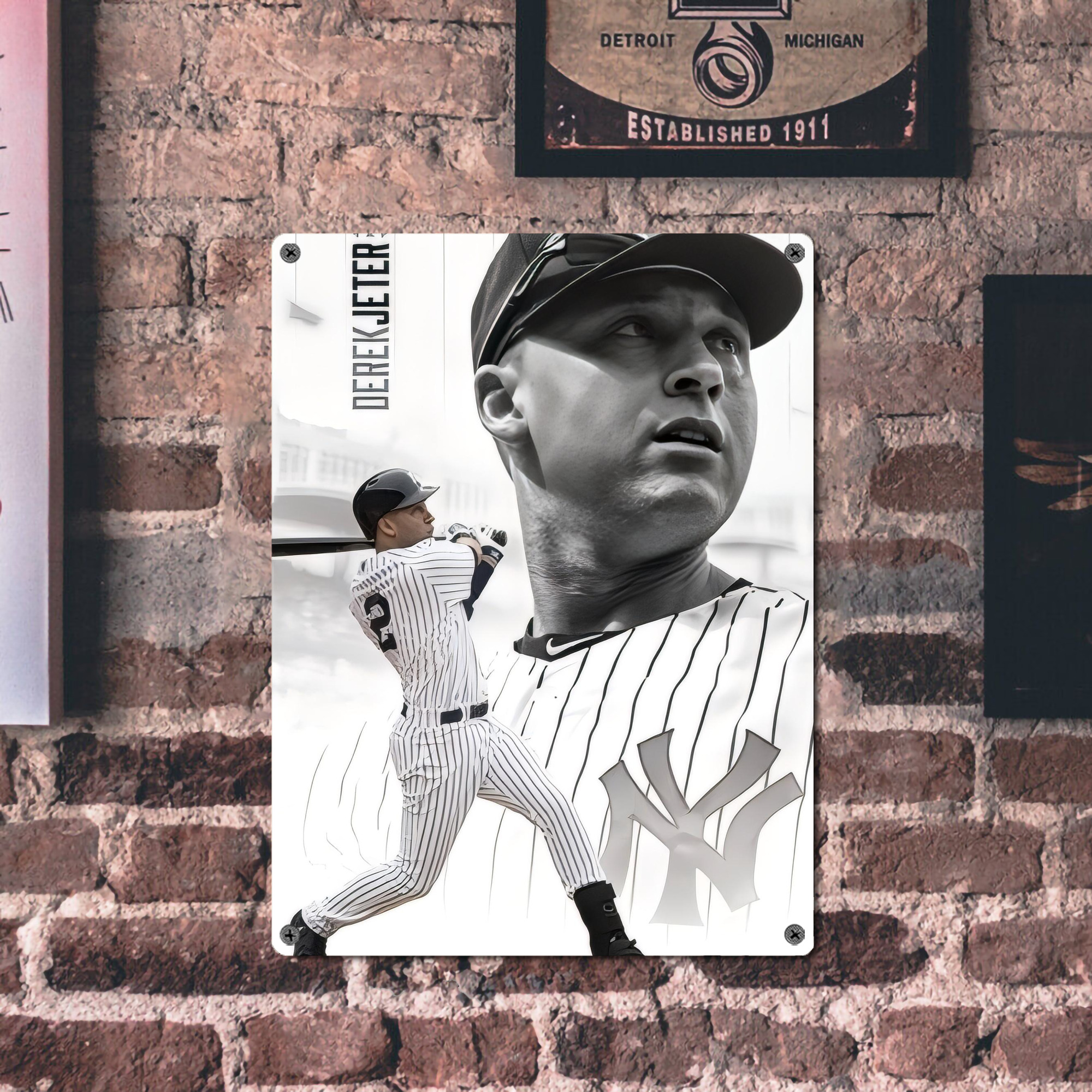 Derek Jeter 61 Vintage Metal Tin Sign 12x16inch – Retro Wall Art Decor For Home, Bar, Kitchen, Bedroom, Office – Durable Iron Sheet Poster, Easy To Hang, Full-Color Printing