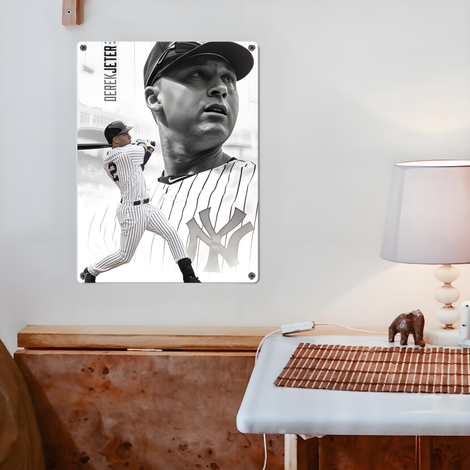 Derek Jeter 61 Vintage Metal Tin Sign 12x16inch – Retro Wall Art Decor For Home, Bar, Kitchen, Bedroom, Office – Durable Iron Sheet Poster, Easy To Hang, Full-Color Printing
