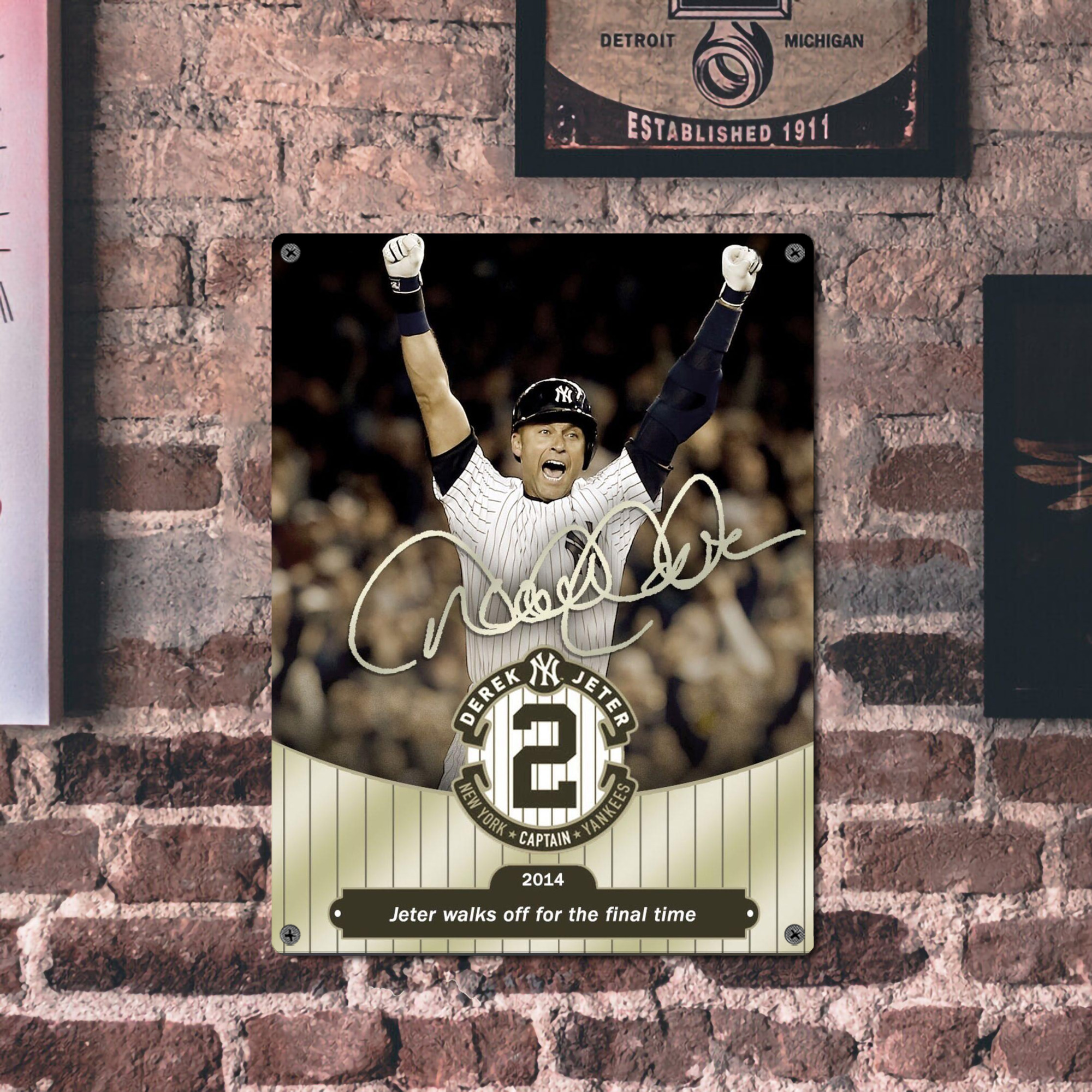 Derek Jeter 95 Vintage Metal Tin Sign 12x16inch – Retro Wall Art Decor For Home, Bar, Kitchen, Bedroom, Office – Durable Iron Sheet Poster, Easy To Hang, Full-Color Printing