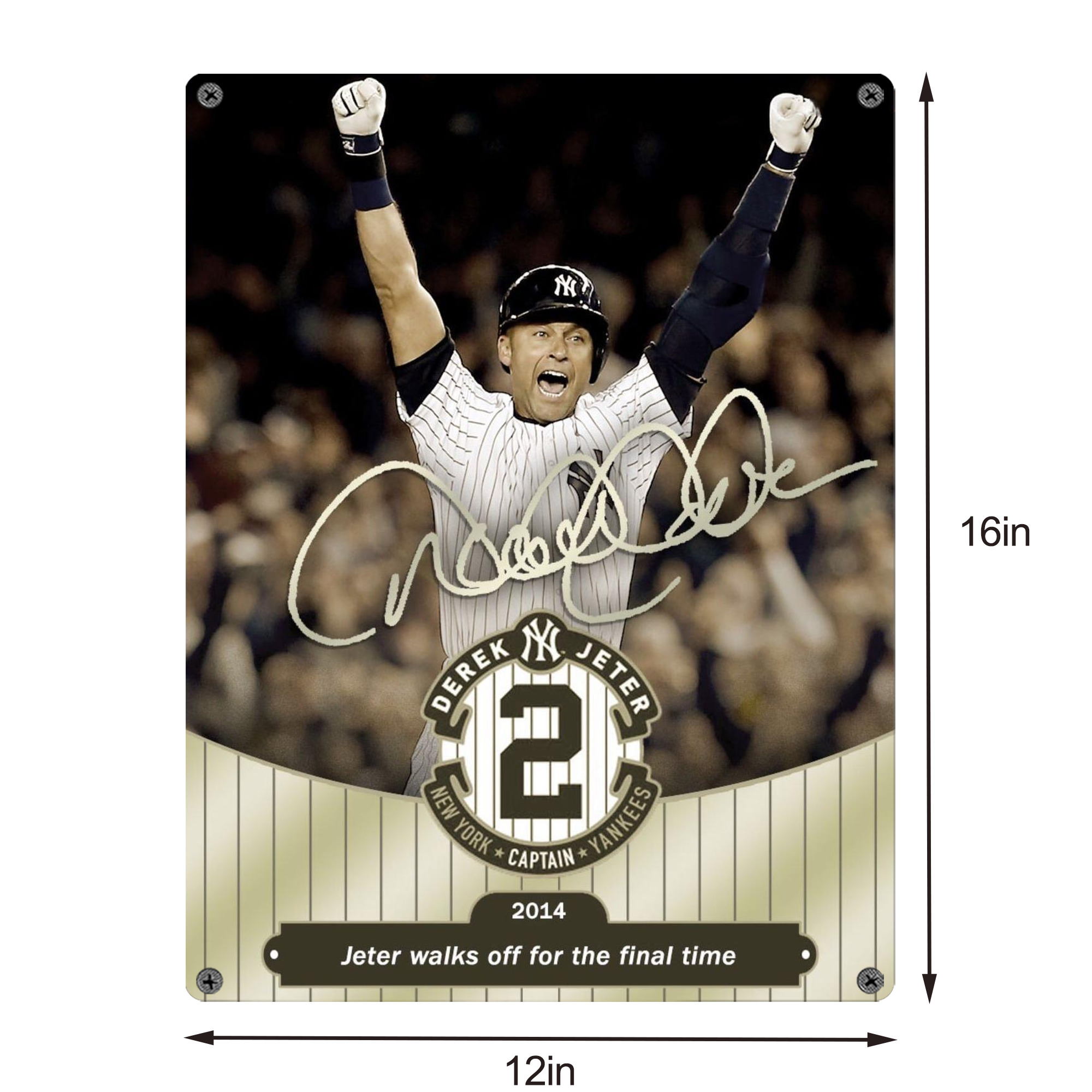 Derek Jeter 95 Vintage Metal Tin Sign 12x16inch – Retro Wall Art Decor For Home, Bar, Kitchen, Bedroom, Office – Durable Iron Sheet Poster, Easy To Hang, Full-Color Printing