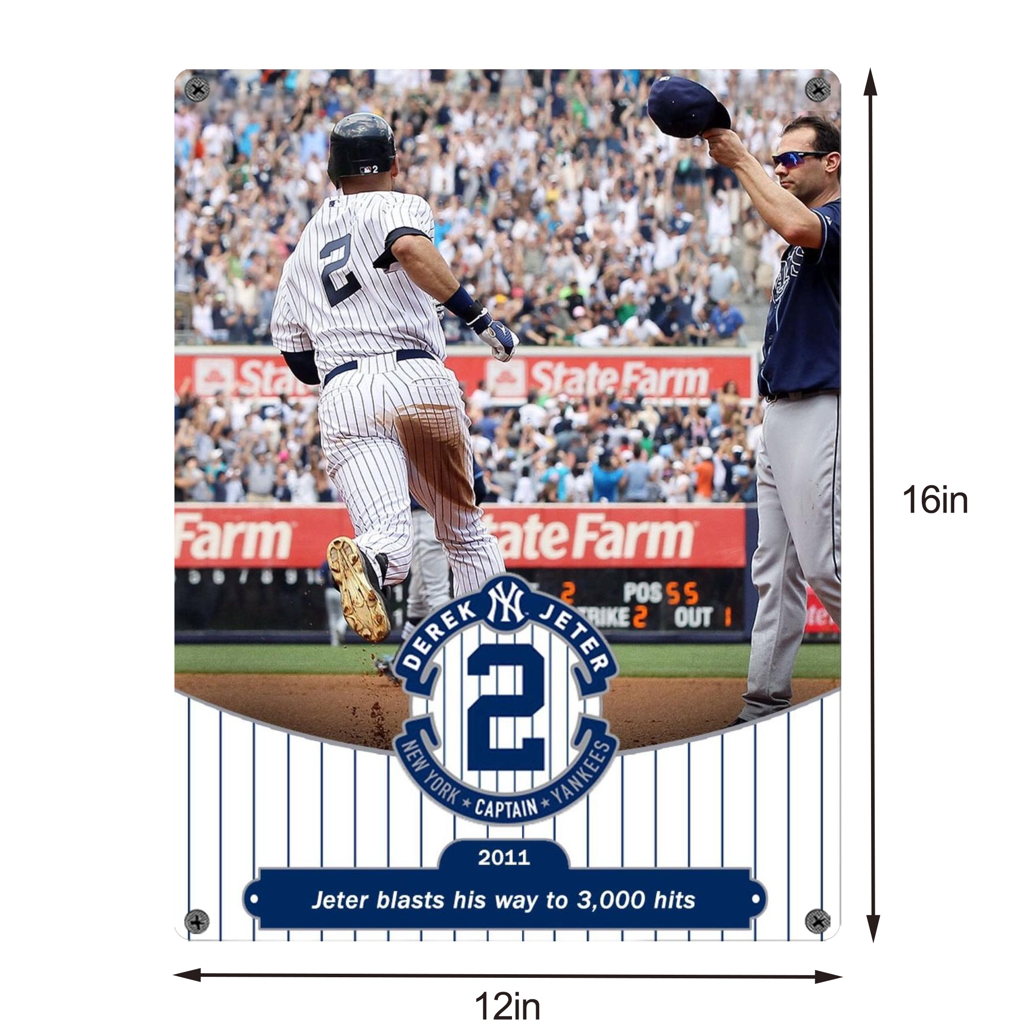 Derek Jeter 102 Vintage Metal Tin Sign 12x16inch – Retro Wall Art Decor For Home, Bar, Kitchen, Bedroom, Office – Durable Iron Sheet Poster, Easy To Hang, Full-Color Printing