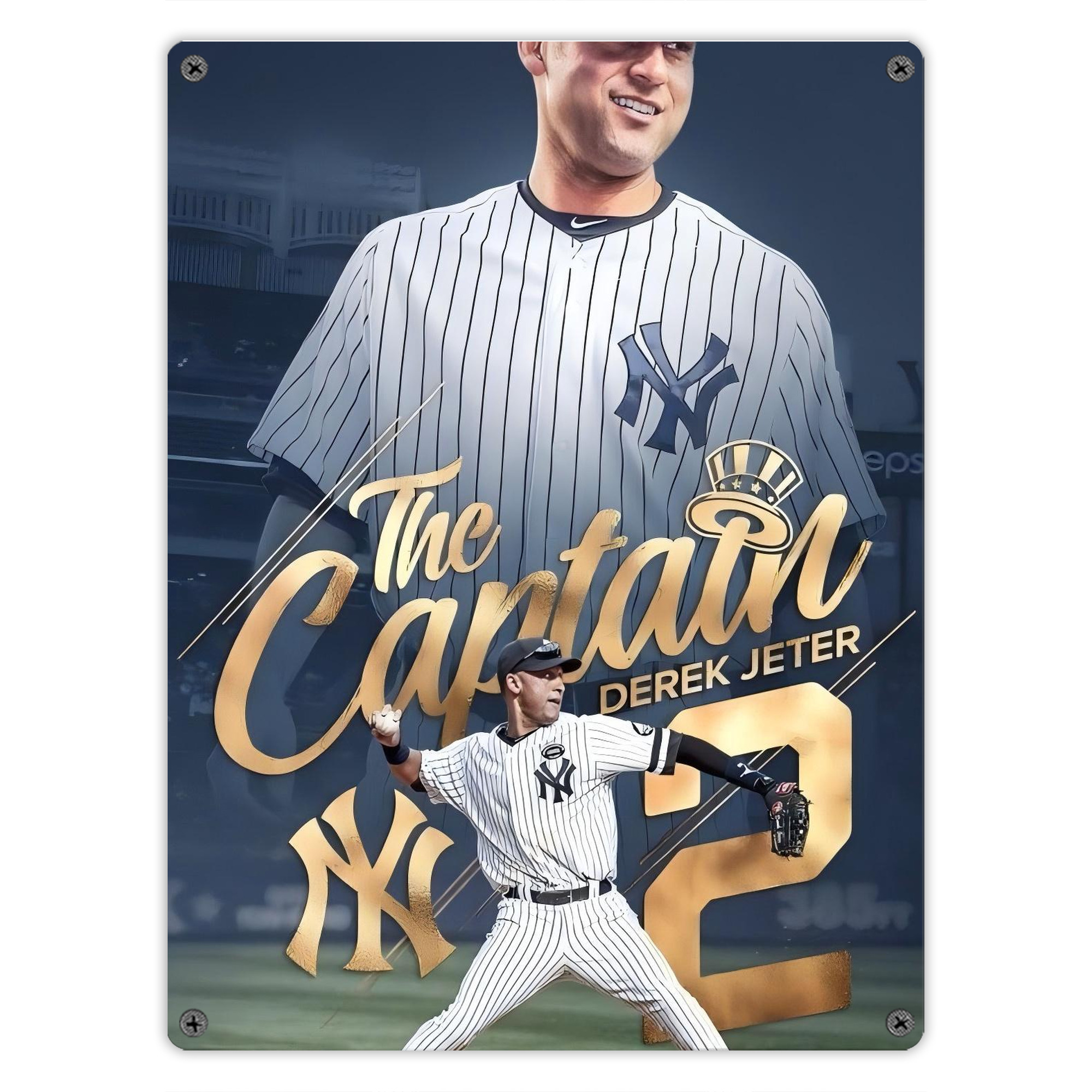 Derek Jeter 29 Vintage Metal Tin Sign 12x16inch – Retro Wall Art Decor For Home, Bar, Kitchen, Bedroom, Office – Durable Iron Sheet Poster, Easy To Hang, Full-Color Printing