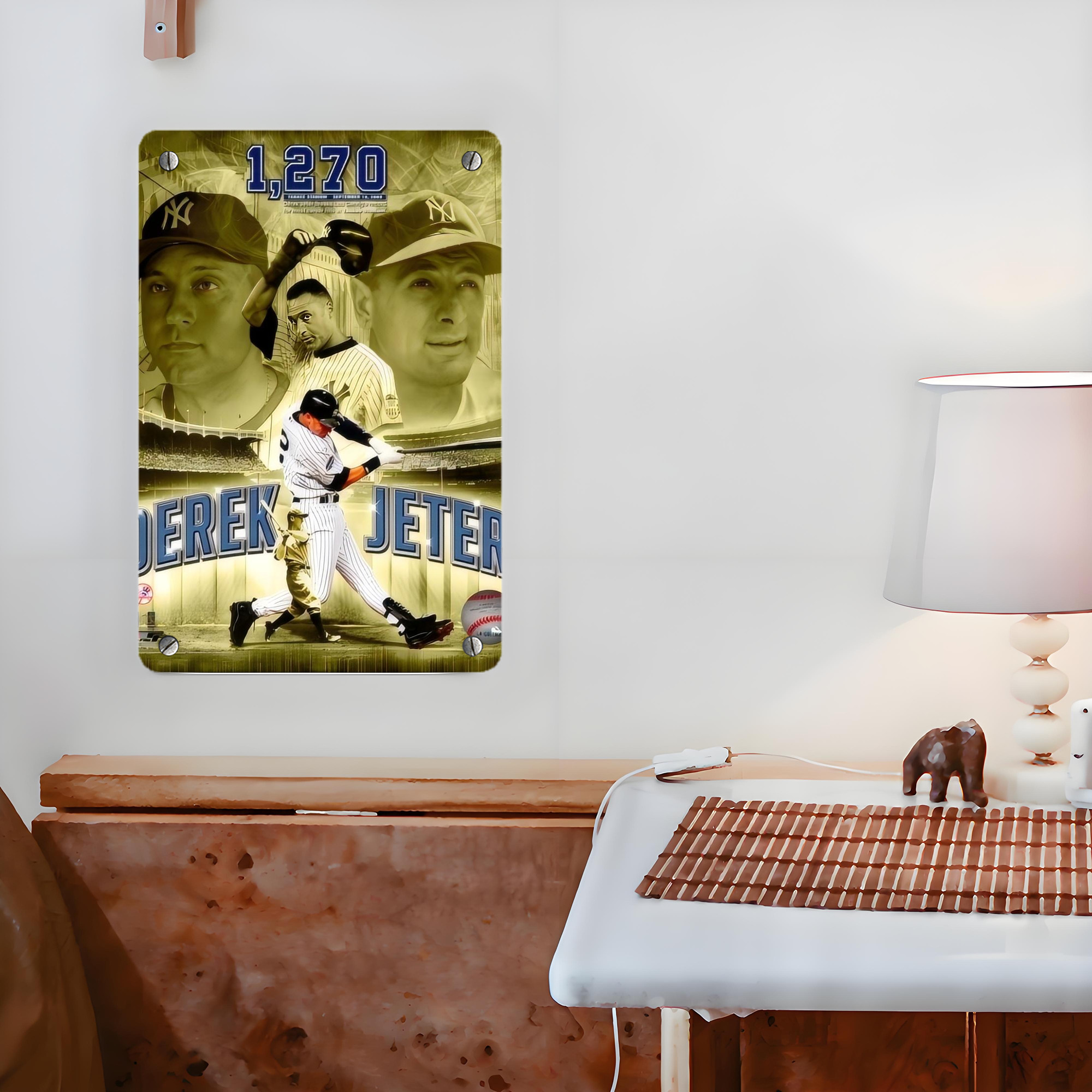 Derek Jeter 23 Metal Tin Sign 8x12inch - High-Quality Full-Print Decorative Wall Art, Durable Rust-Resistant Metal Plaque For Living Room, Bedroom, Kitchen, Office, Bar Décor