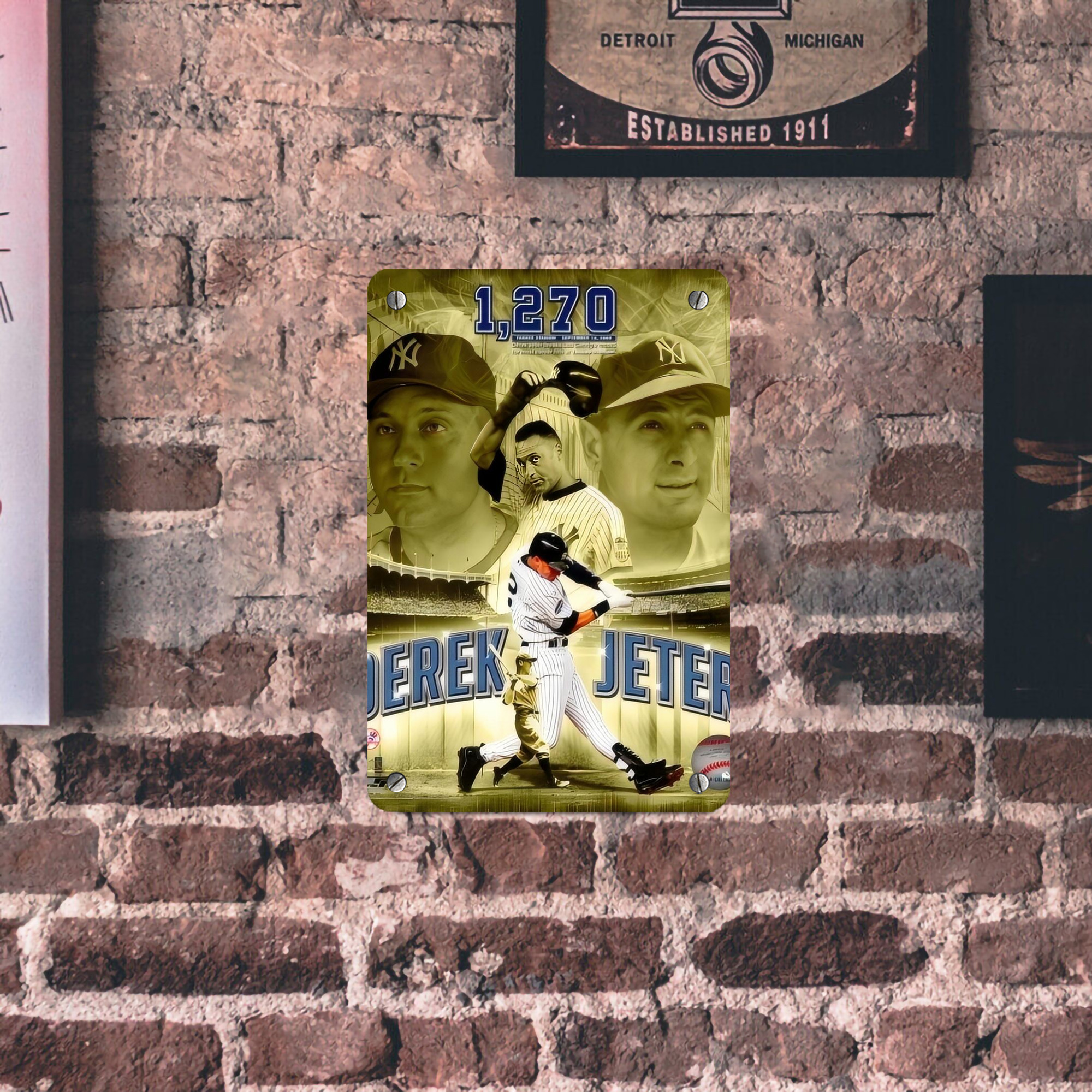 Derek Jeter 23 Metal Tin Sign 8x12inch - High-Quality Full-Print Decorative Wall Art, Durable Rust-Resistant Metal Plaque For Living Room, Bedroom, Kitchen, Office, Bar Décor