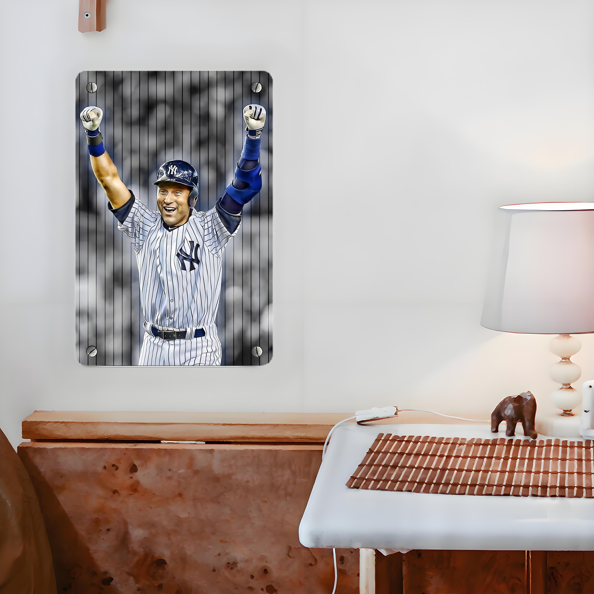 Derek Jeter 45 Metal Tin Sign 8x12inch - High-Quality Full-Print Decorative Wall Art, Durable Rust-Resistant Metal Plaque For Living Room, Bedroom, Kitchen, Office, Bar Décor