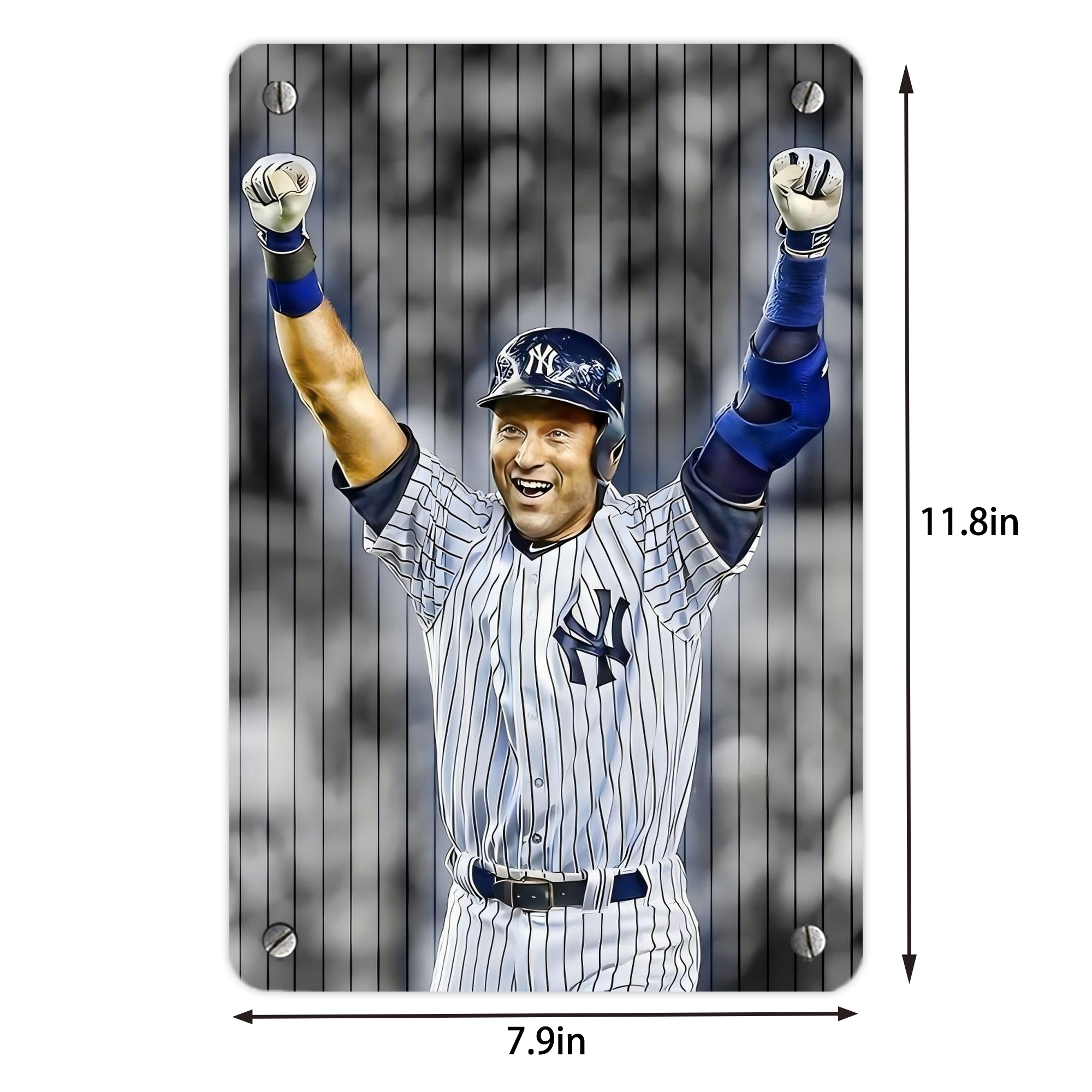 Derek Jeter 45 Metal Tin Sign 8x12inch - High-Quality Full-Print Decorative Wall Art, Durable Rust-Resistant Metal Plaque For Living Room, Bedroom, Kitchen, Office, Bar Décor