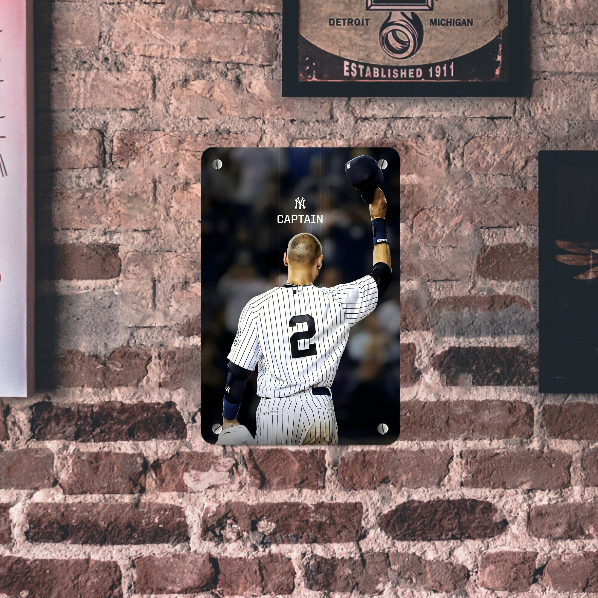 Derek Jeter 56 Metal Tin Sign 8x12inch - High-Quality Full-Print Decorative Wall Art, Durable Rust-Resistant Metal Plaque For Living Room, Bedroom, Kitchen, Office, Bar Décor