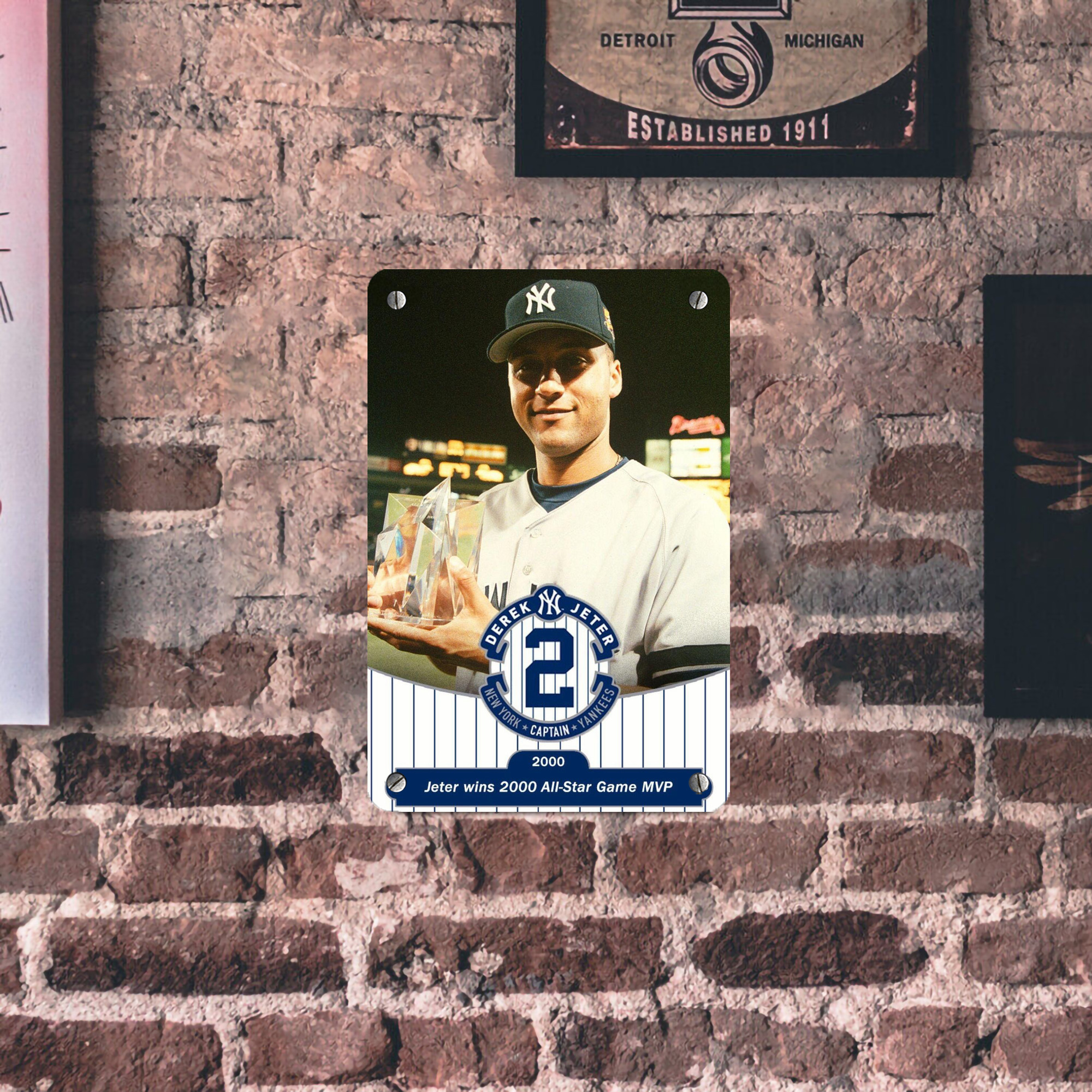 Derek Jeter 93 Metal Tin Sign 8x12inch - High-Quality Full-Print Decorative Wall Art, Durable Rust-Resistant Metal Plaque For Living Room, Bedroom, Kitchen, Office, Bar Décor