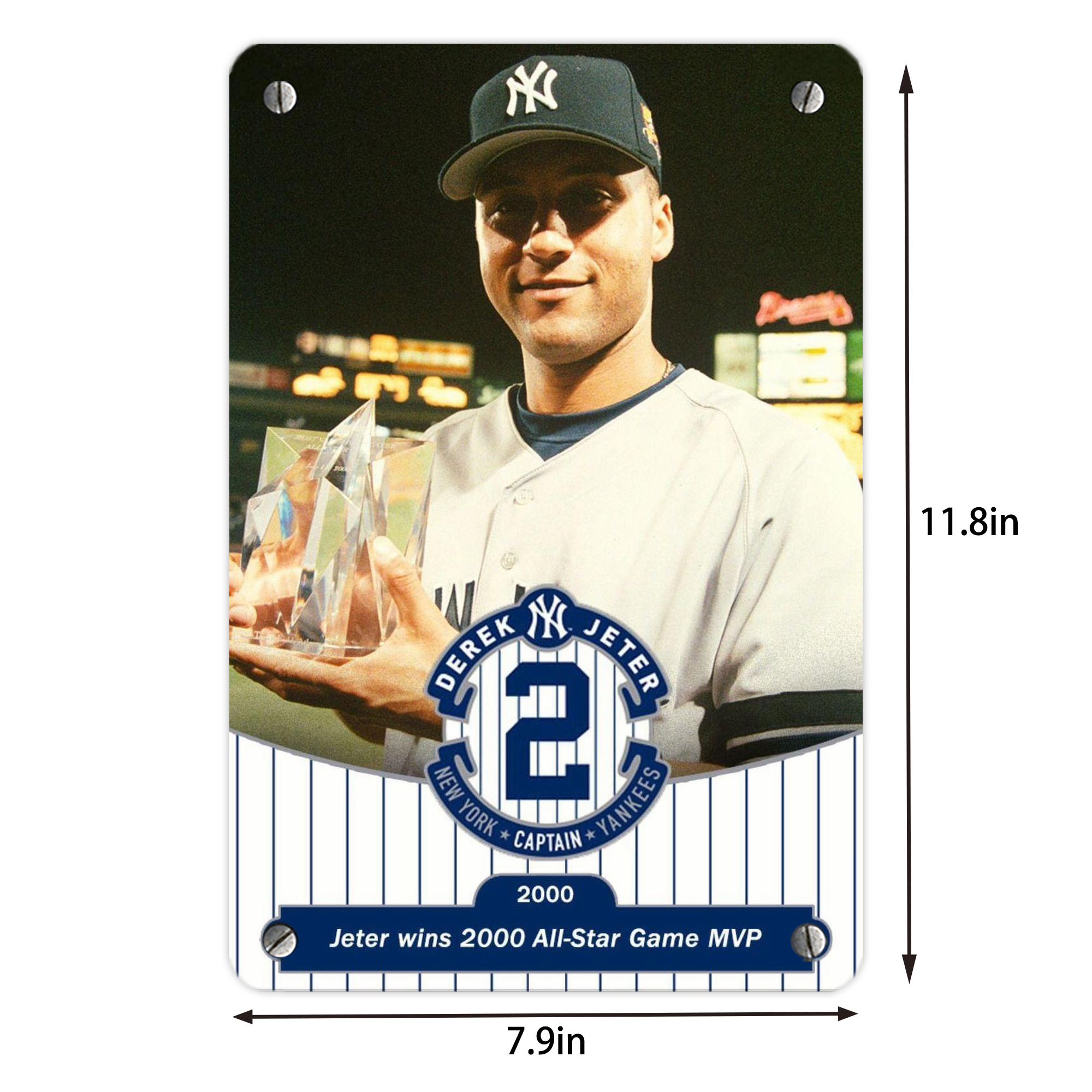 Derek Jeter 93 Metal Tin Sign 8x12inch - High-Quality Full-Print Decorative Wall Art, Durable Rust-Resistant Metal Plaque For Living Room, Bedroom, Kitchen, Office, Bar Décor