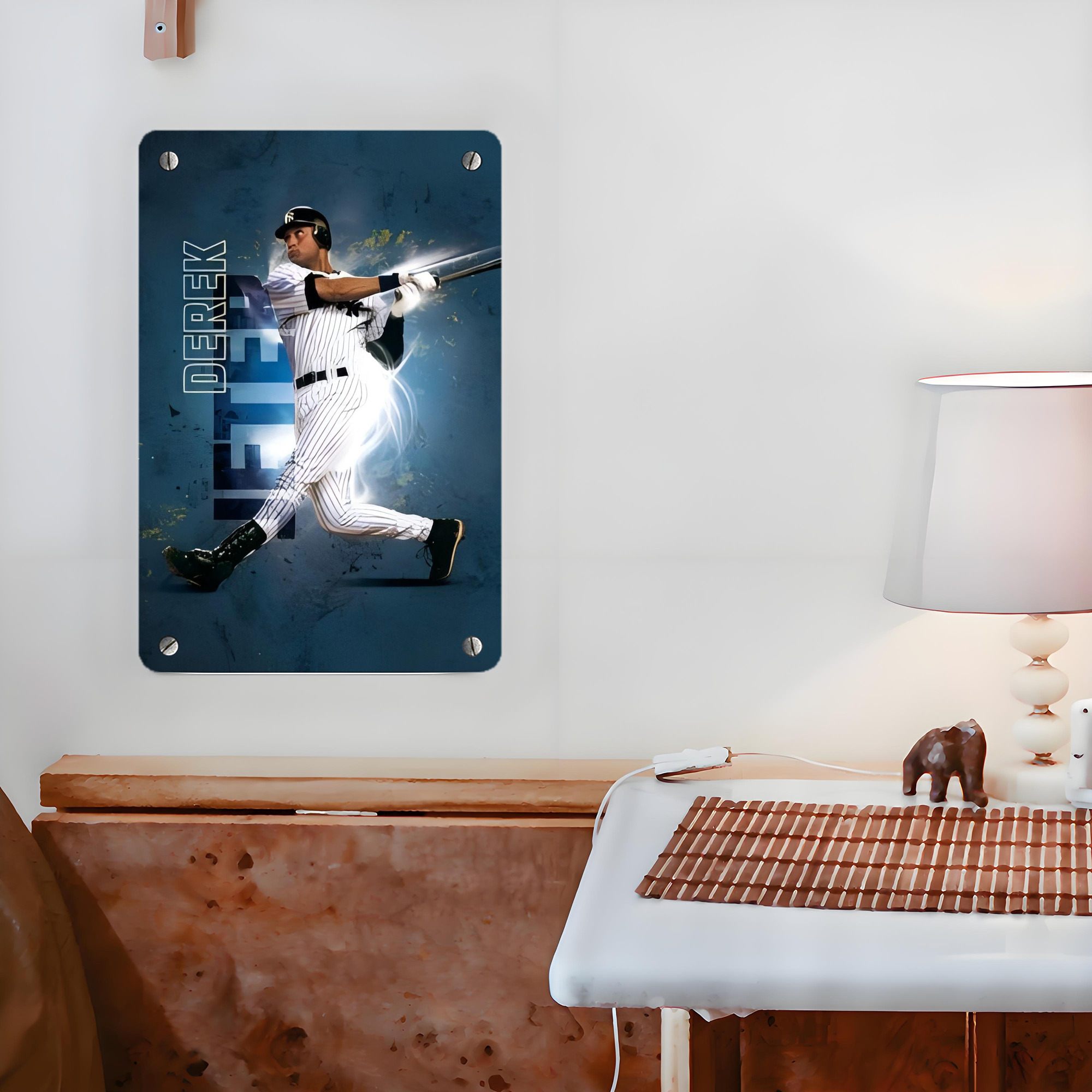 Derek Jeter 99 Metal Tin Sign 8x12inch - High-Quality Full-Print Decorative Wall Art, Durable Rust-Resistant Metal Plaque For Living Room, Bedroom, Kitchen, Office, Bar Décor