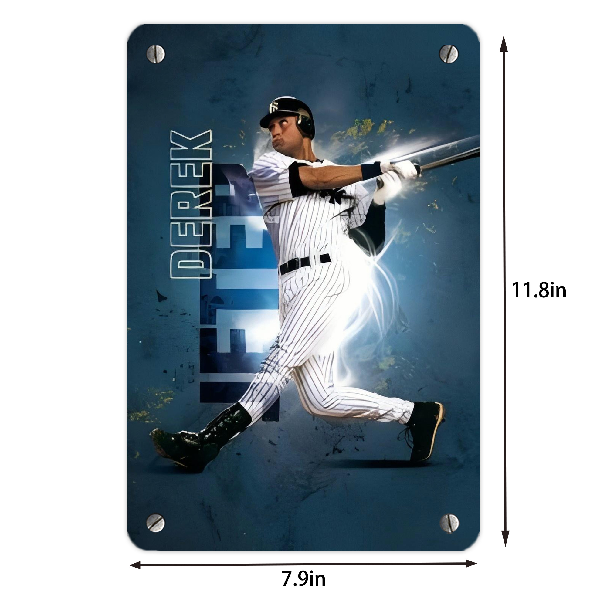 Derek Jeter 99 Metal Tin Sign 8x12inch - High-Quality Full-Print Decorative Wall Art, Durable Rust-Resistant Metal Plaque For Living Room, Bedroom, Kitchen, Office, Bar Décor