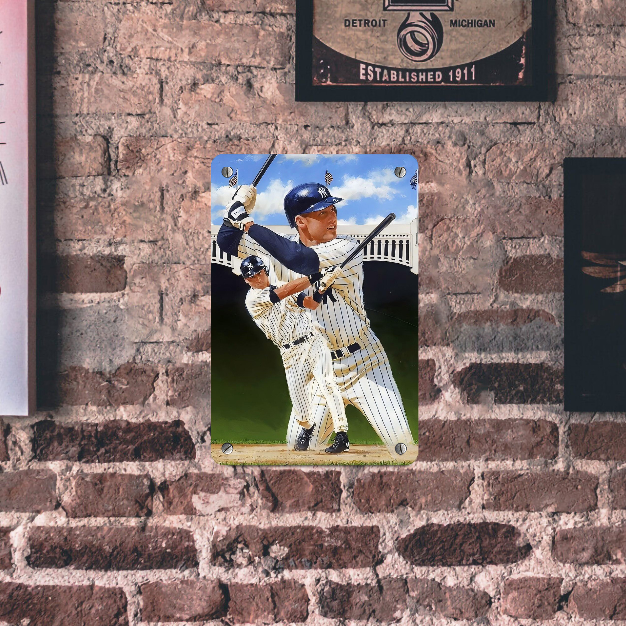 Derek Jeter 108 Metal Tin Sign 8x12inch - High-Quality Full-Print Decorative Wall Art, Durable Rust-Resistant Metal Plaque For Living Room, Bedroom, Kitchen, Office, Bar Décor