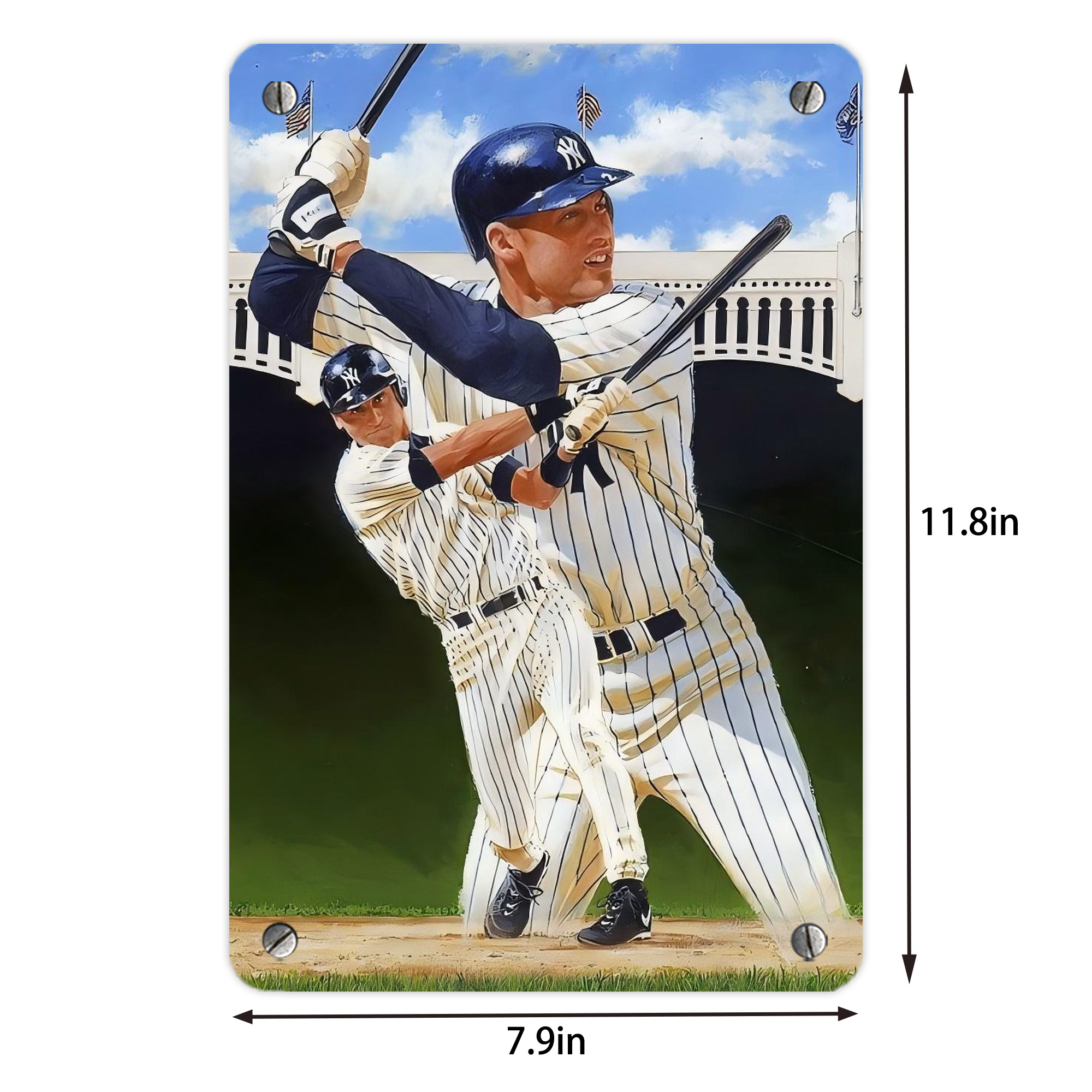 Derek Jeter 108 Metal Tin Sign 8x12inch - High-Quality Full-Print Decorative Wall Art, Durable Rust-Resistant Metal Plaque For Living Room, Bedroom, Kitchen, Office, Bar Décor