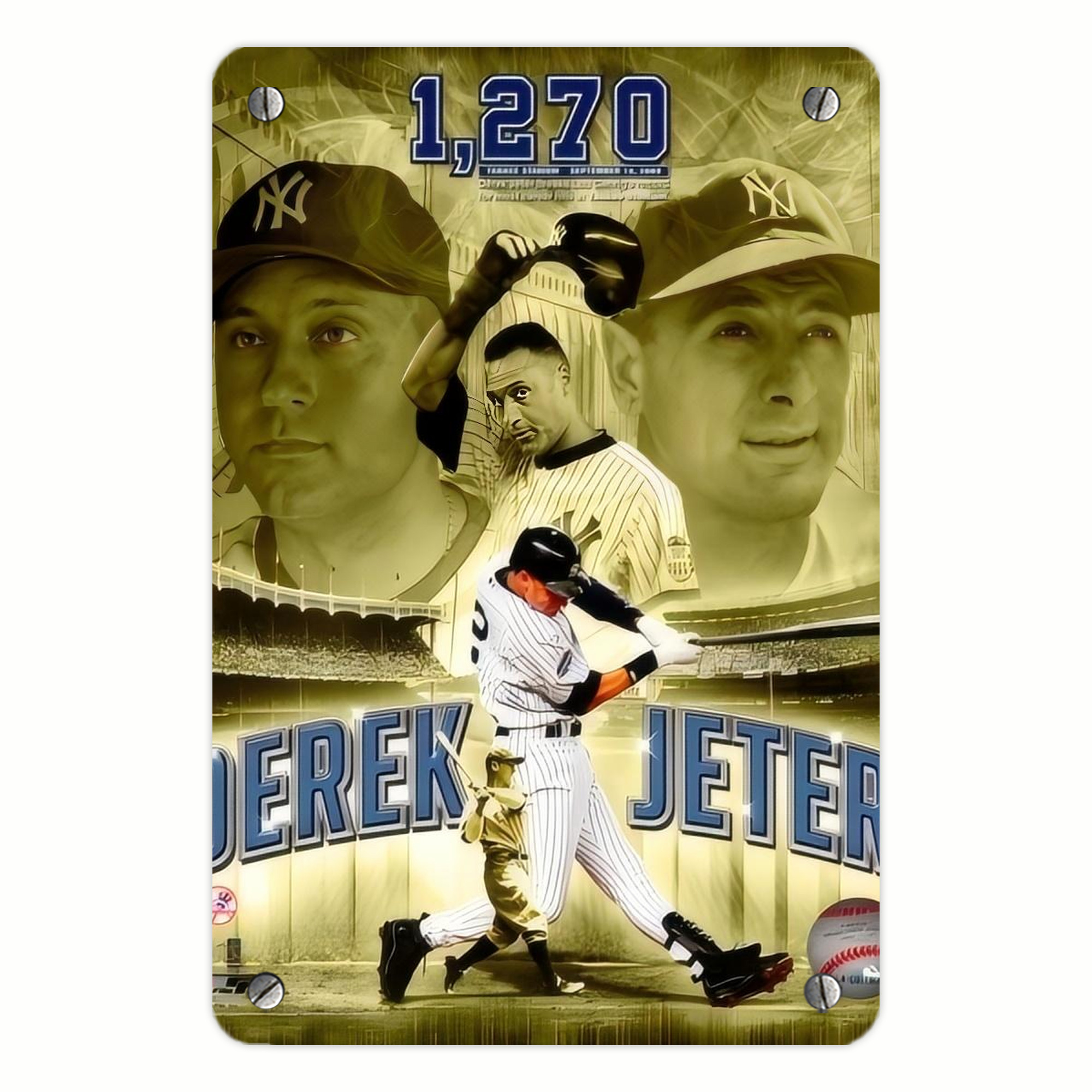 Derek Jeter 23 Metal Tin Sign 8x12inch - High-Quality Full-Print Decorative Wall Art, Durable Rust-Resistant Metal Plaque For Living Room, Bedroom, Kitchen, Office, Bar Décor
