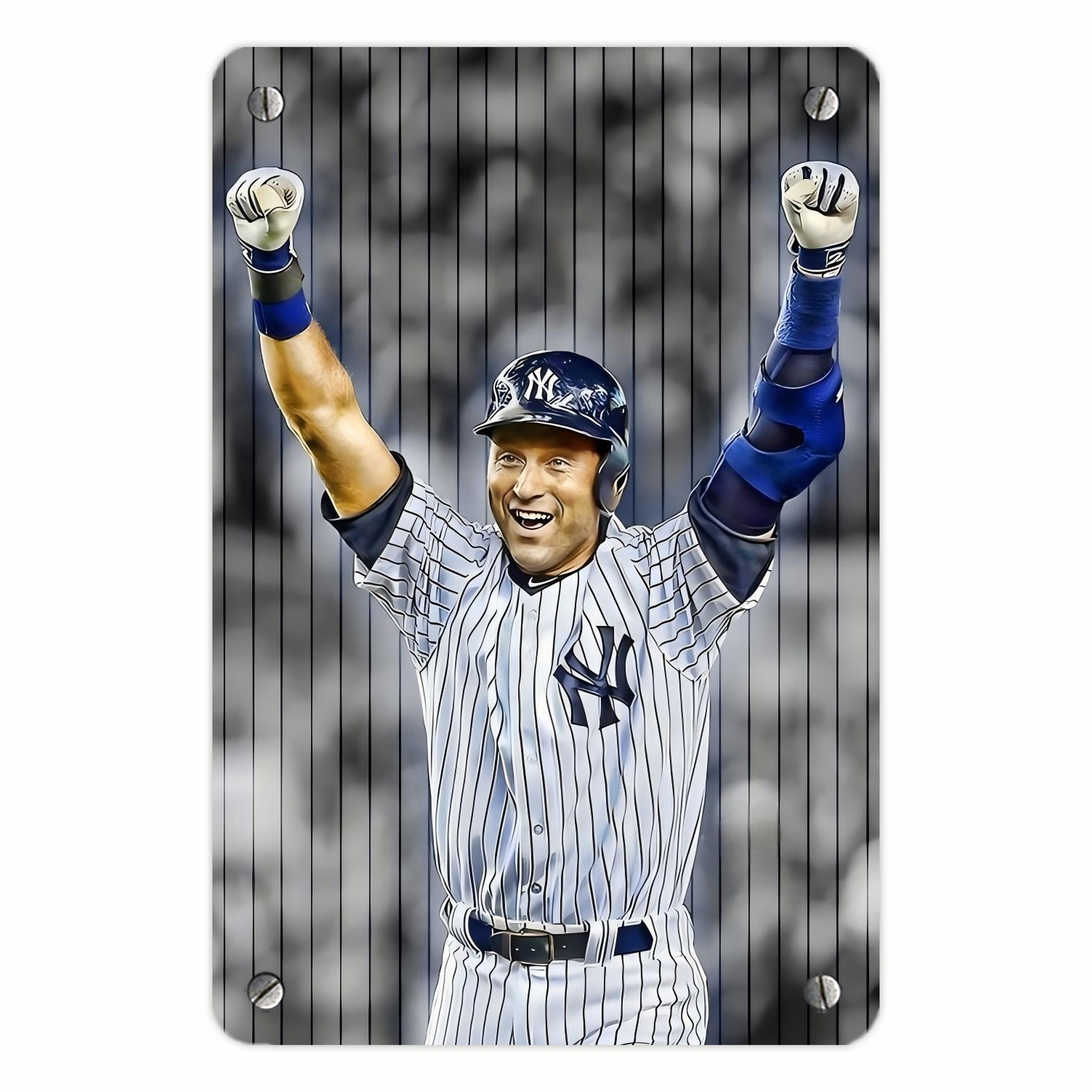 Derek Jeter 45 Metal Tin Sign 8x12inch - High-Quality Full-Print Decorative Wall Art, Durable Rust-Resistant Metal Plaque For Living Room, Bedroom, Kitchen, Office, Bar Décor