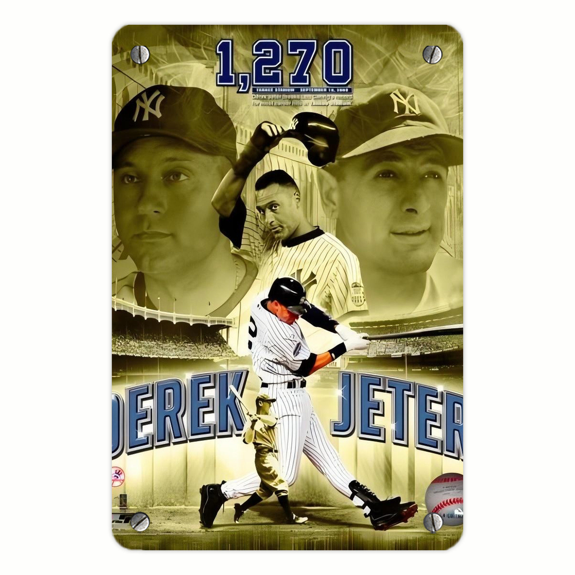 Derek Jeter 86 Metal Tin Sign 8x12inch - High-Quality Full-Print Decorative Wall Art, Durable Rust-Resistant Metal Plaque For Living Room, Bedroom, Kitchen, Office, Bar Décor