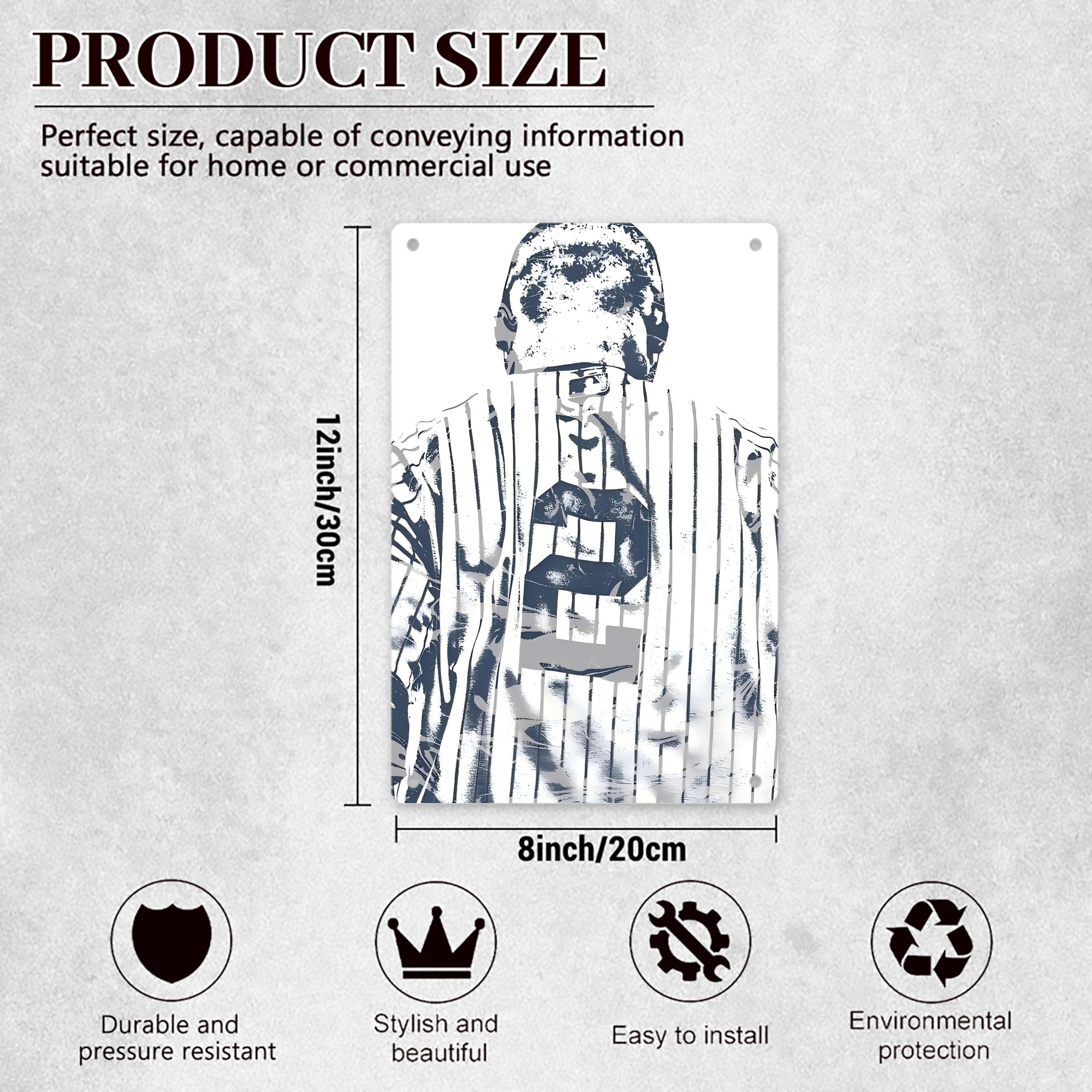 Derek Jeter 30 8x12inch Vertical Aluminum Sign - Durable Fade-Resistant Indoor/Outdoor Safety & Information Plaque For Office, Hotel, Restaurant, Bar, Public Spaces