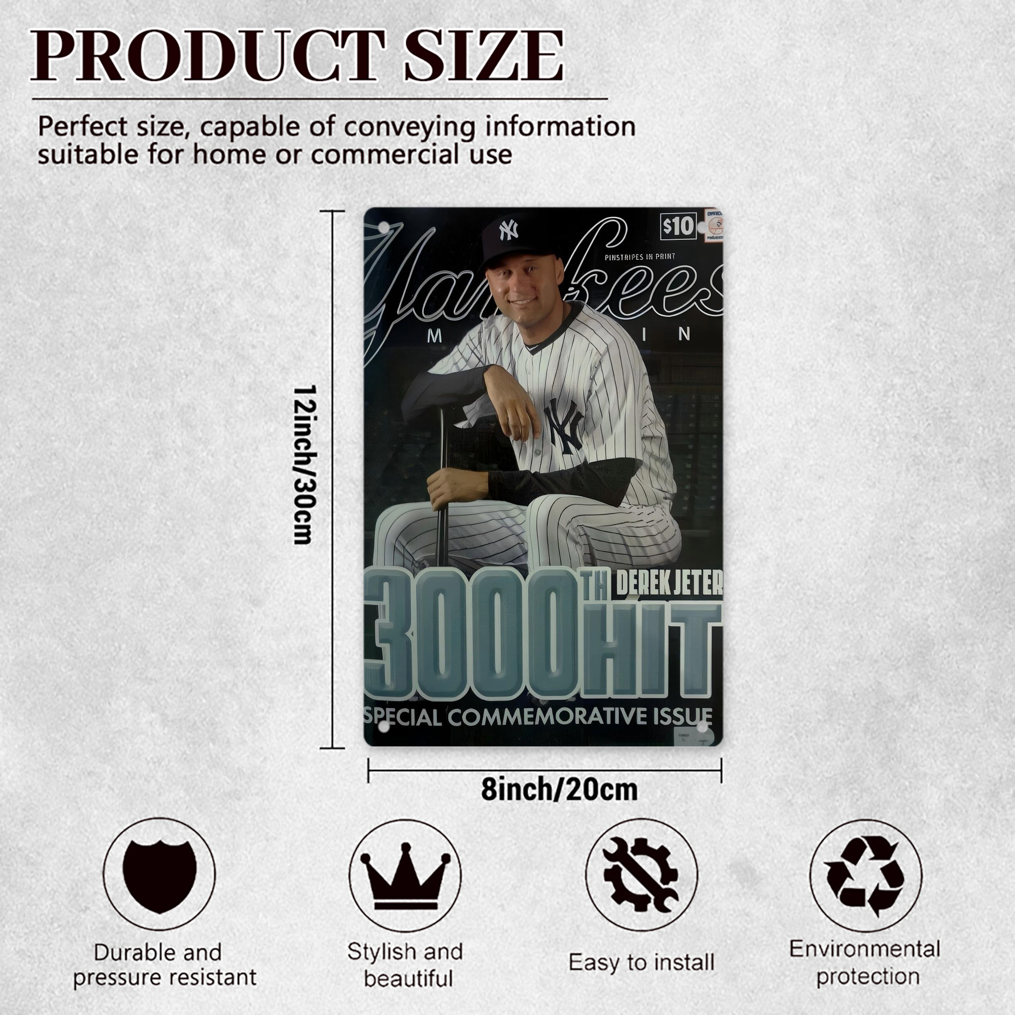 Derek Jeter 43 8x12inch Vertical Aluminum Sign - Durable Fade-Resistant Indoor/Outdoor Safety & Information Plaque For Office, Hotel, Restaurant, Bar, Public Spaces