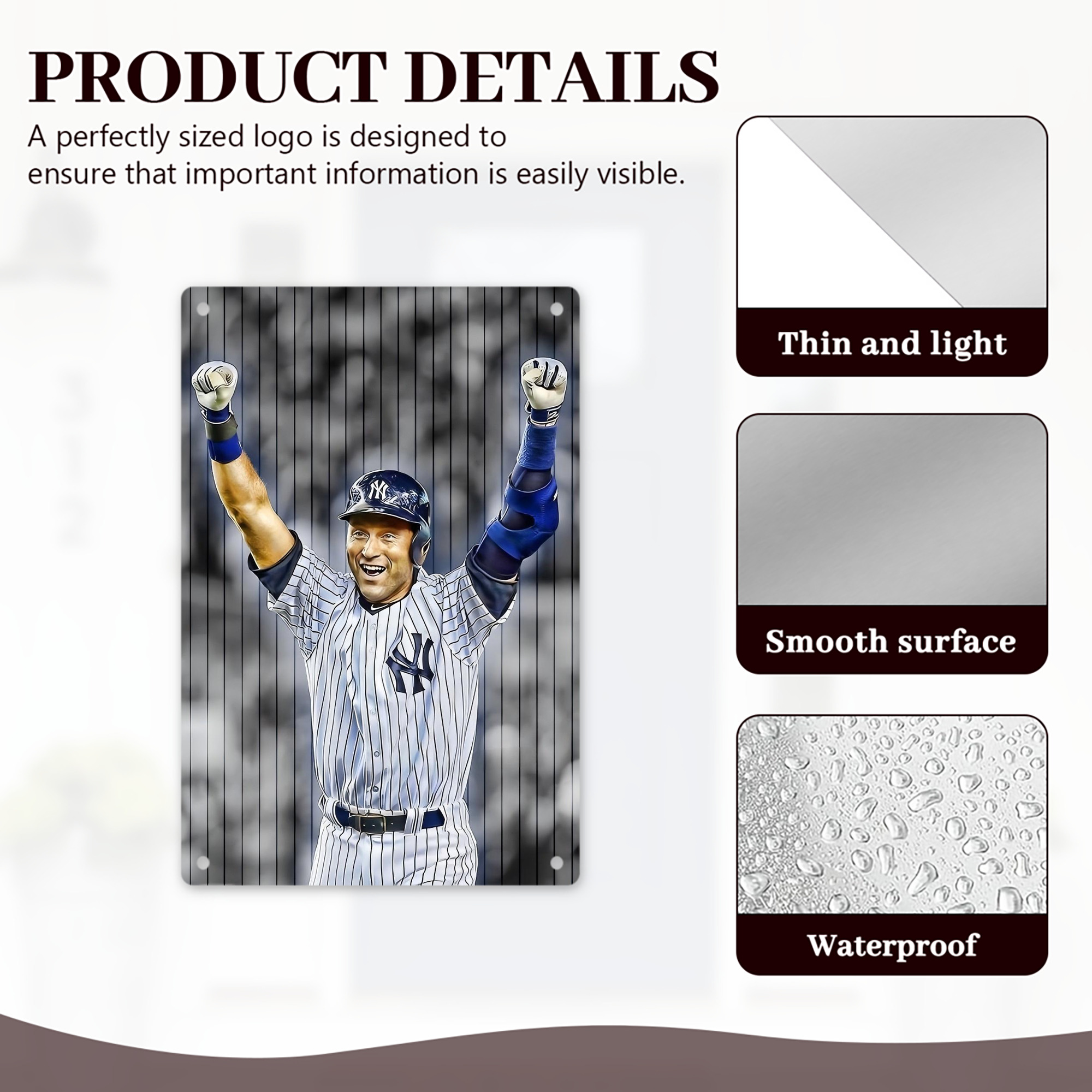 Derek Jeter 96 8x12inch Vertical Aluminum Sign - Durable Fade-Resistant Indoor/Outdoor Safety & Information Plaque For Office, Hotel, Restaurant, Bar, Public Spaces