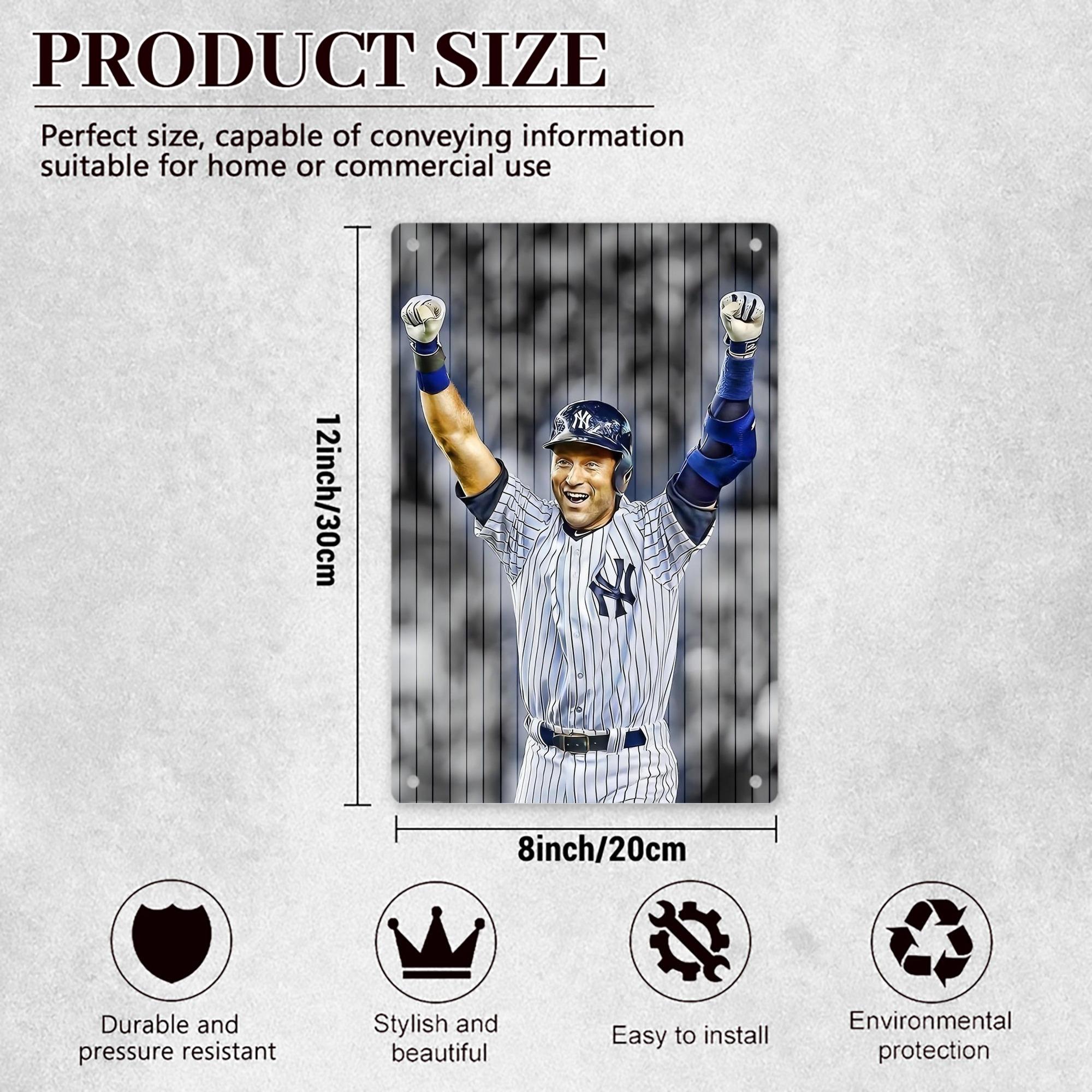 Derek Jeter 96 8x12inch Vertical Aluminum Sign - Durable Fade-Resistant Indoor/Outdoor Safety & Information Plaque For Office, Hotel, Restaurant, Bar, Public Spaces