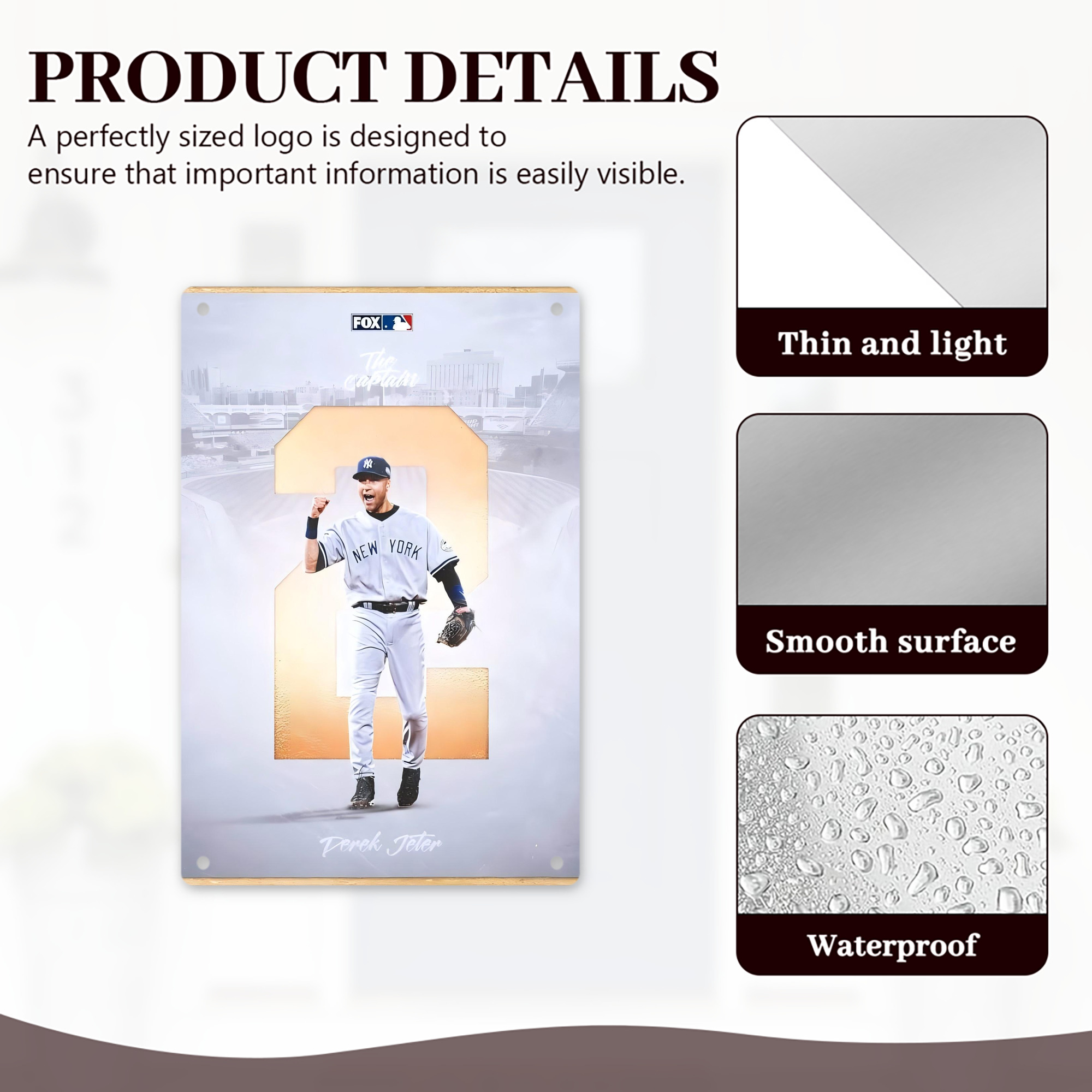 Derek Jeter 112 8x12inch Vertical Aluminum Sign - Durable Fade-Resistant Indoor/Outdoor Safety & Information Plaque For Office, Hotel, Restaurant, Bar, Public Spaces