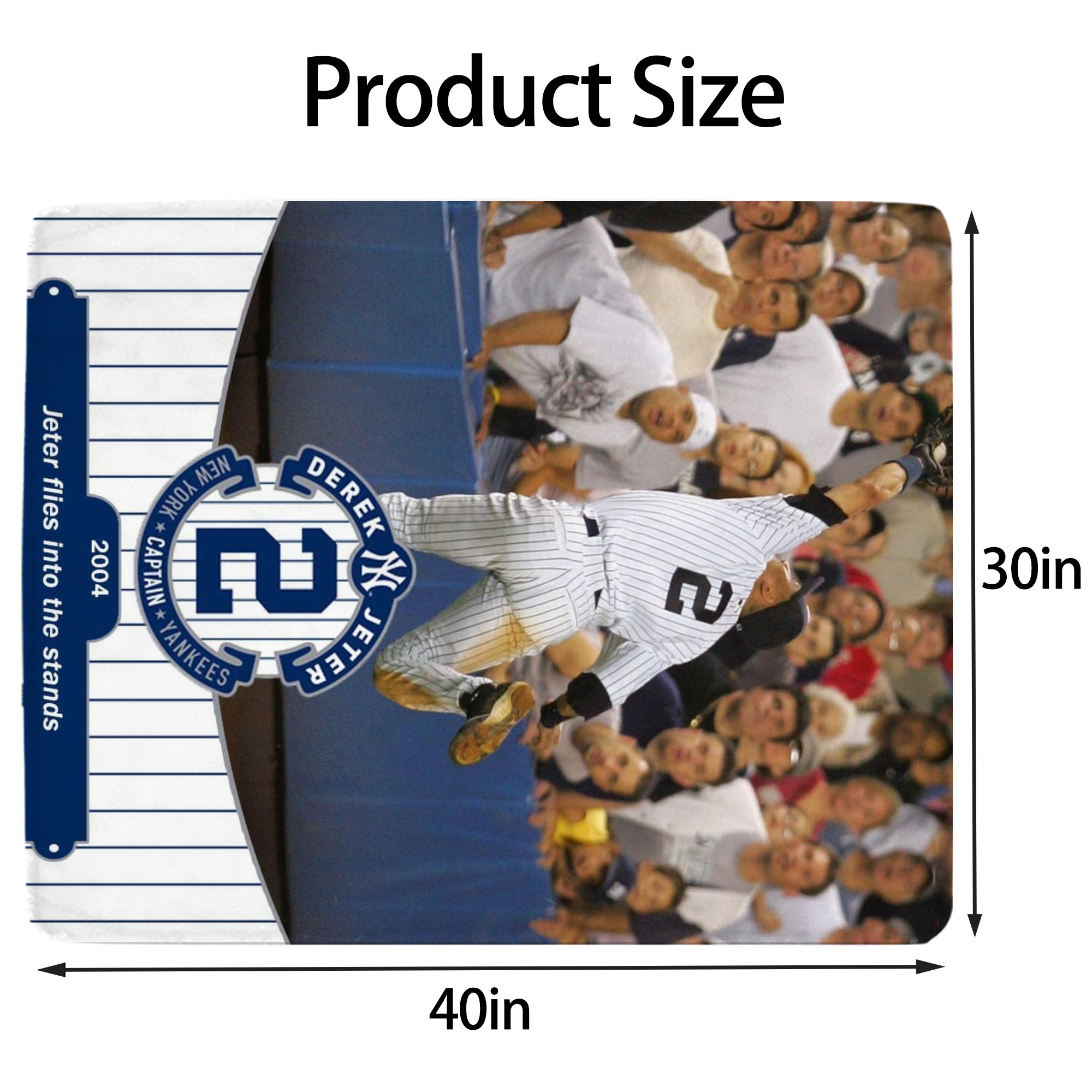 Derek Jeter 94 Soft Plush Fleece Blanket 30x40 Inch - 300GSM Flannel, Ultra Soft & Warm, Lightweight & Durable, Perfect For Kids, Adults, Couch, Bed, Camping, Travel, Gift For Family & Friends