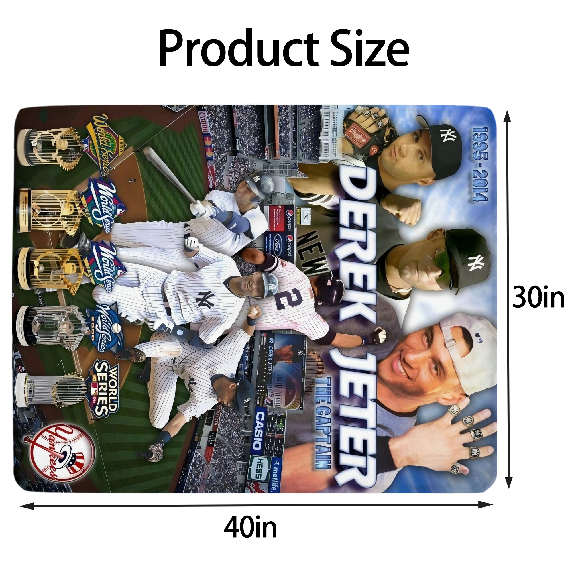 Derek Jeter 100 Soft Plush Fleece Blanket 30x40 Inch - 300GSM Flannel, Ultra Soft & Warm, Lightweight & Durable, Perfect For Kids, Adults, Couch, Bed, Camping, Travel, Gift For Family & Friends