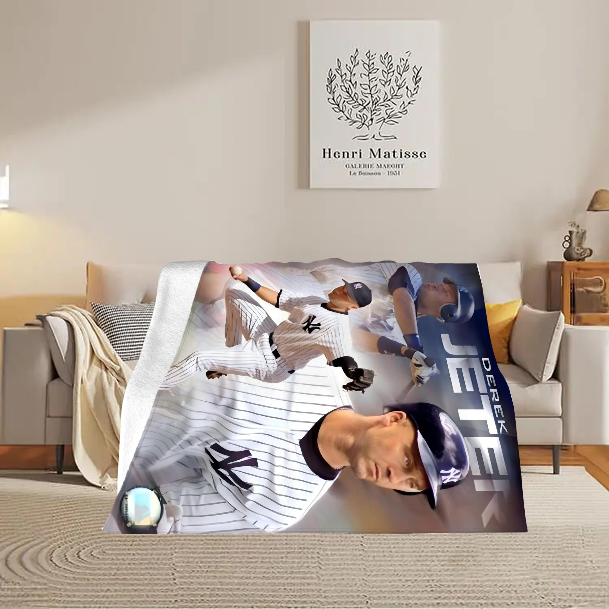 Derek Jeter 60 Soft Plush Fleece Blanket 30x40 Inch - 300GSM Flannel, Ultra Soft & Warm, Lightweight & Durable, Perfect For Kids, Adults, Couch, Bed, Camping, Travel, Gift For Family & Friends