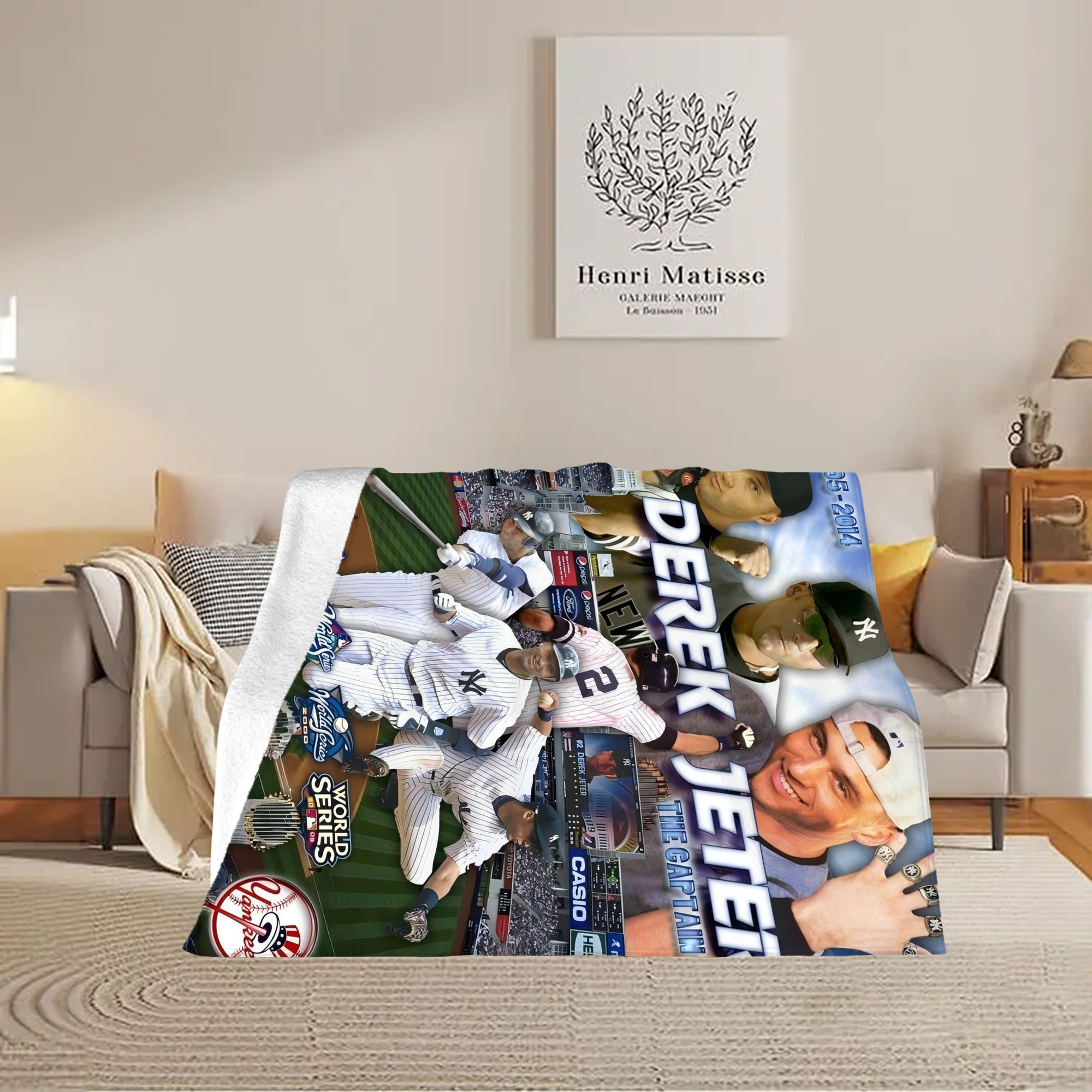 Derek Jeter 100 Soft Plush Fleece Blanket 30x40 Inch - 300GSM Flannel, Ultra Soft & Warm, Lightweight & Durable, Perfect For Kids, Adults, Couch, Bed, Camping, Travel, Gift For Family & Friends