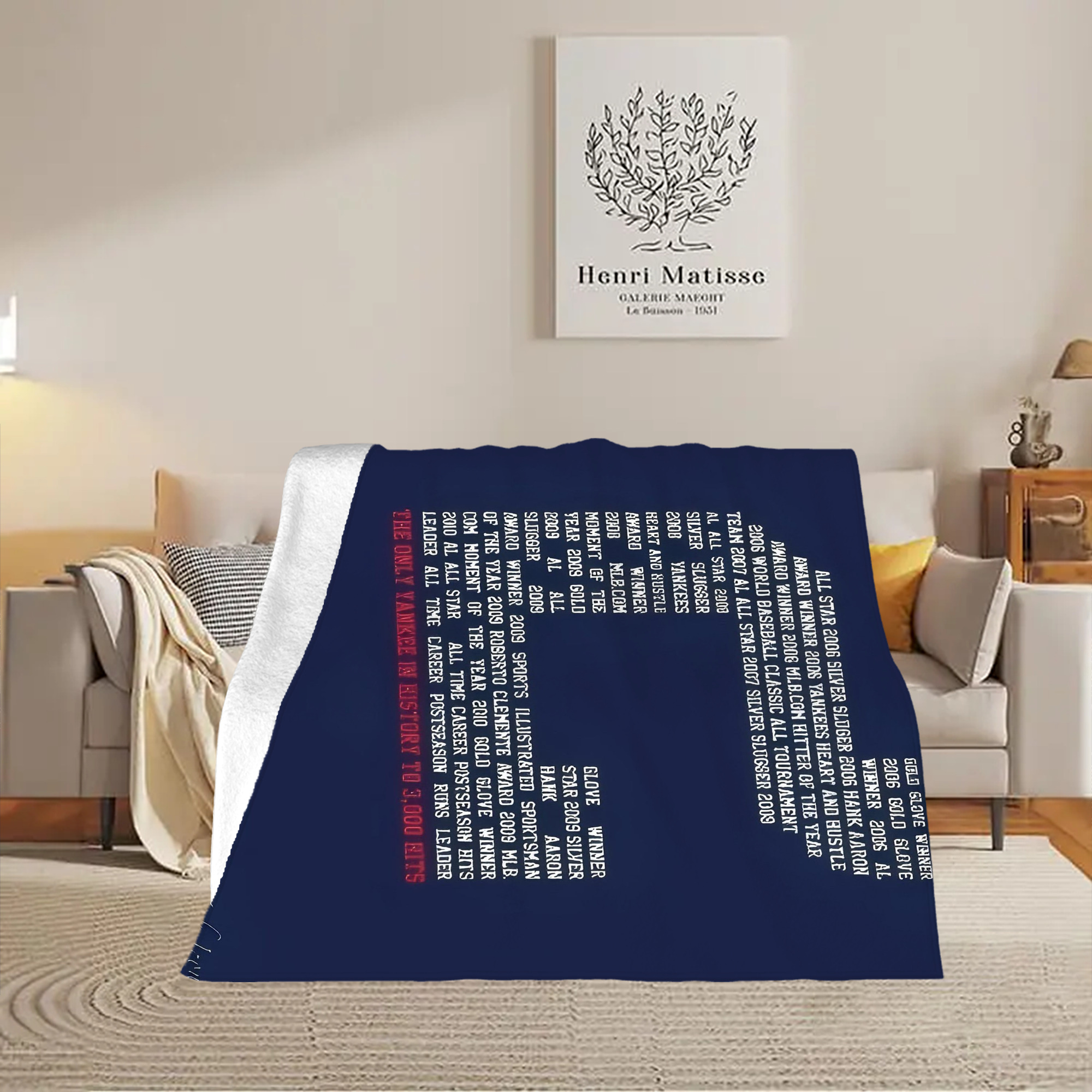 Derek Jeter 44 Soft Fleece Throw Blanket 50 X 60 Inch – Super Soft, Lightweight, And Durable – Perfect For Sofa, Bed, Camping, And More – Ideal Gift For Family And Friends