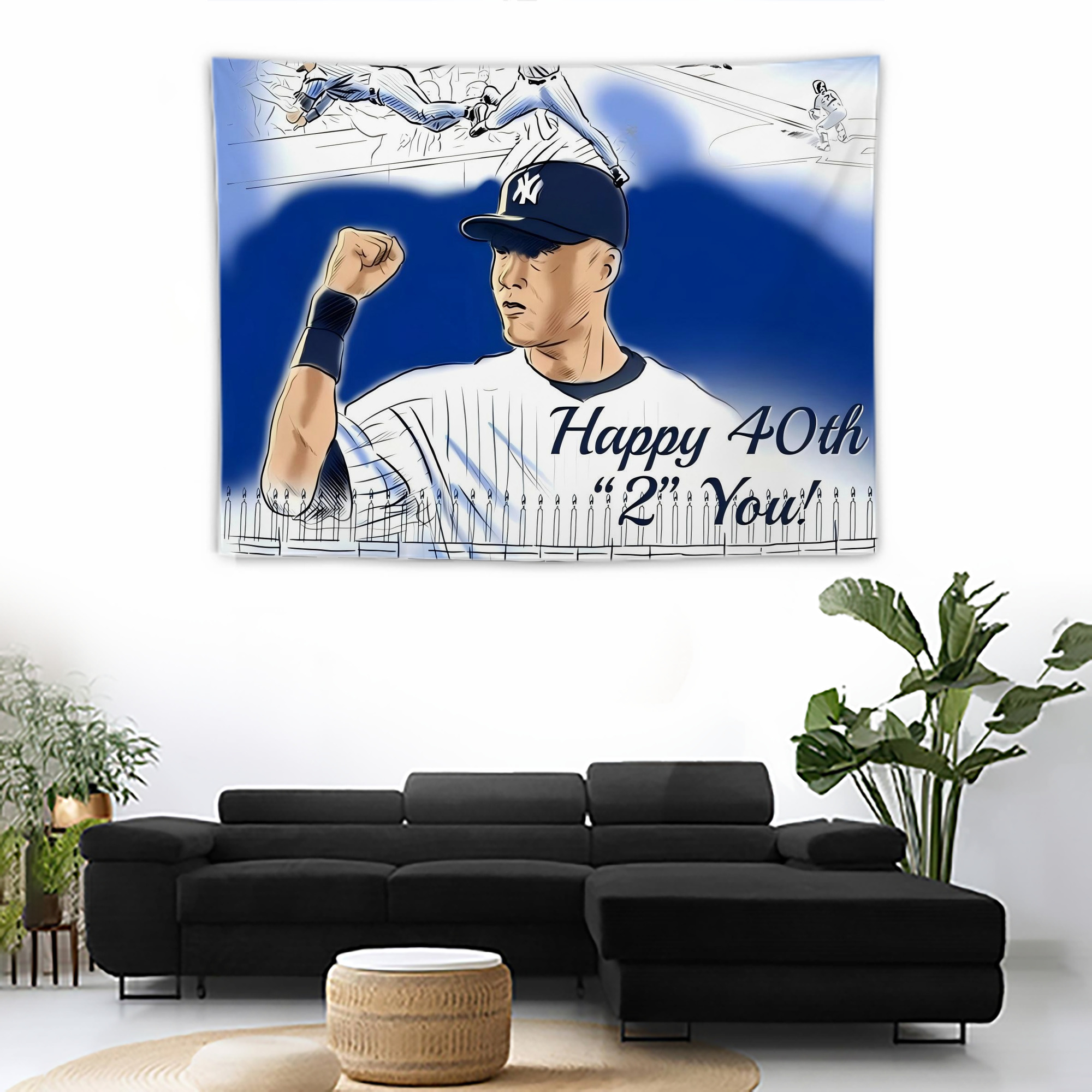 Derek Jeter 69 Wall Tapestry For Bedroom Aesthetic – Boho Style Polyester Fabric Wall Hanging With Hooks – 60 X 90 Inch Large Size, Lightweight, Durable, Easy To Hang
