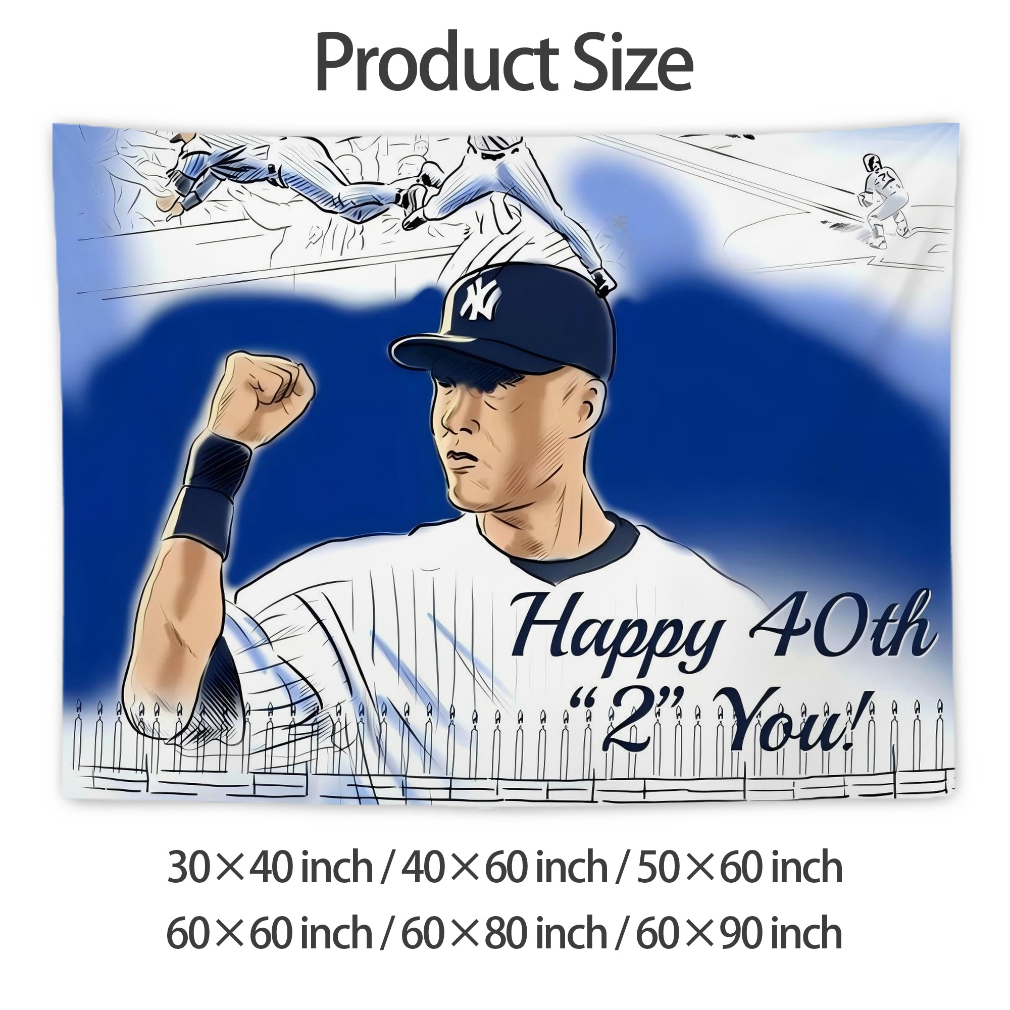 Derek Jeter 69 Wall Tapestry For Bedroom Aesthetic – Boho Style Polyester Fabric Wall Hanging With Hooks – 60 X 90 Inch Large Size, Lightweight, Durable, Easy To Hang