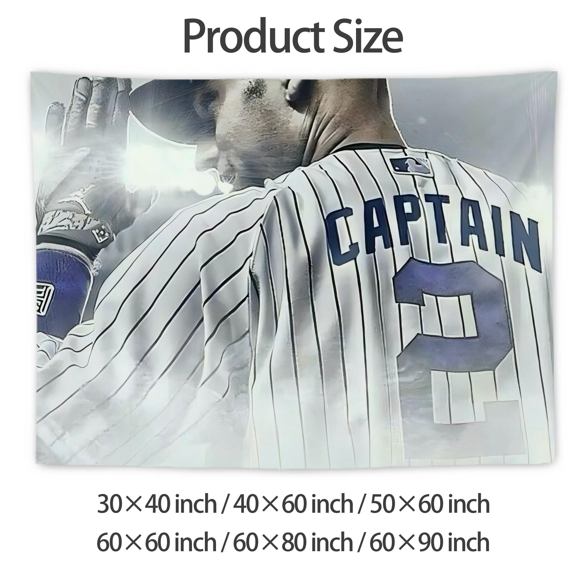 Derek Jeter 105 Wall Tapestry For Bedroom Aesthetic – Boho Style Polyester Fabric Wall Hanging With Hooks – 60 X 90 Inch Large Size, Lightweight, Durable, Easy To Hang
