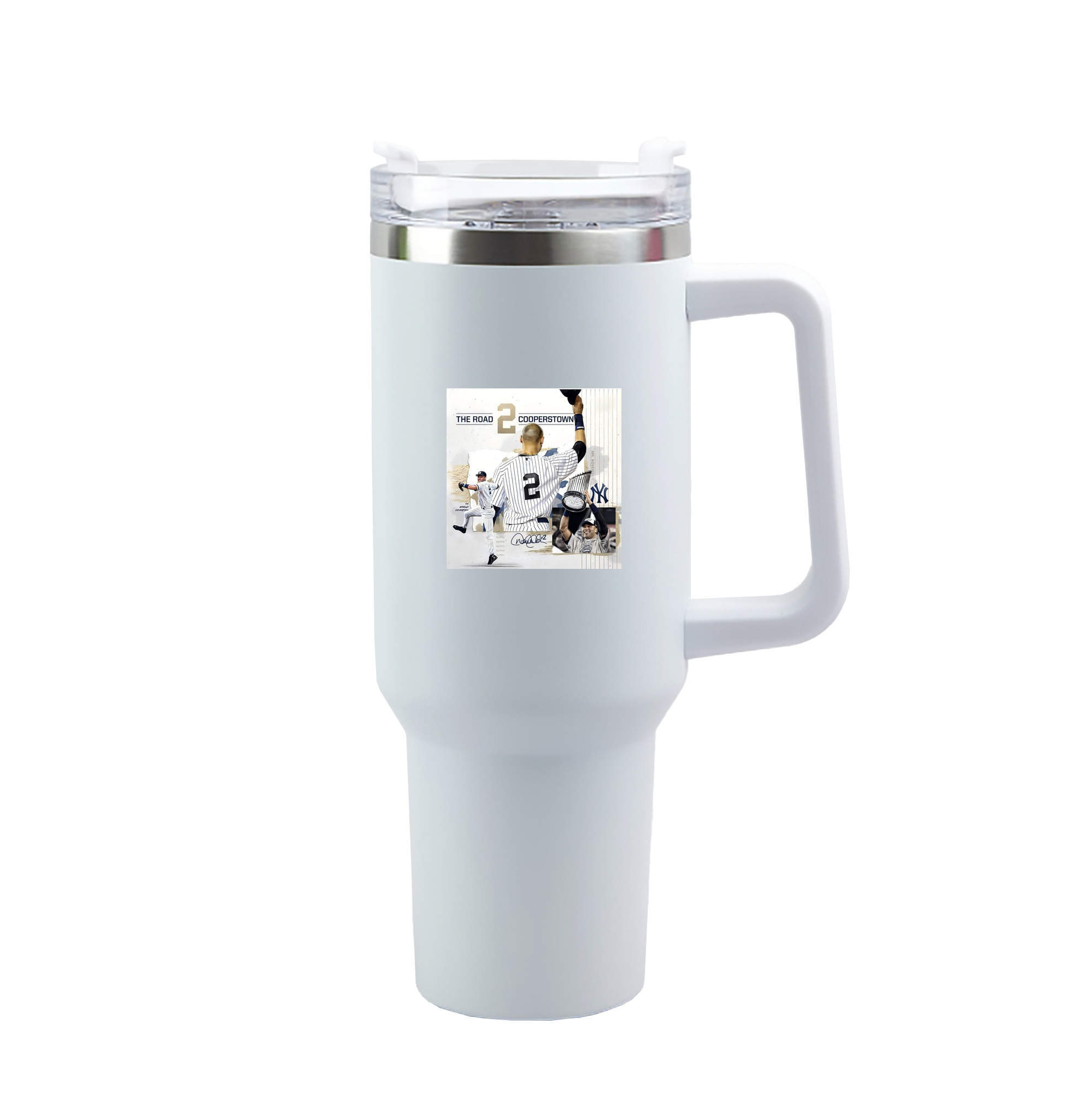 Derek Jeter 58 40oz Handle Car Tumbler – Durable Stainless Steel Travel Mug With UV Print – Double Wall Insulated, Fits Most Car Cup Holders