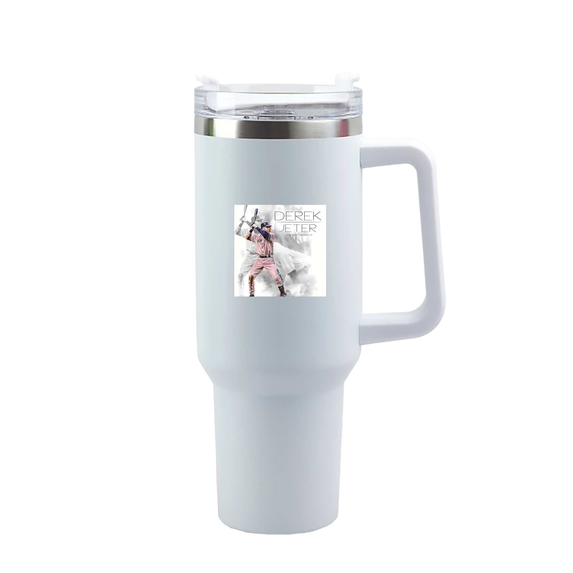 Derek Jeter 72 40oz Handle Car Tumbler – Durable Stainless Steel Travel Mug With UV Print – Double Wall Insulated, Fits Most Car Cup Holders