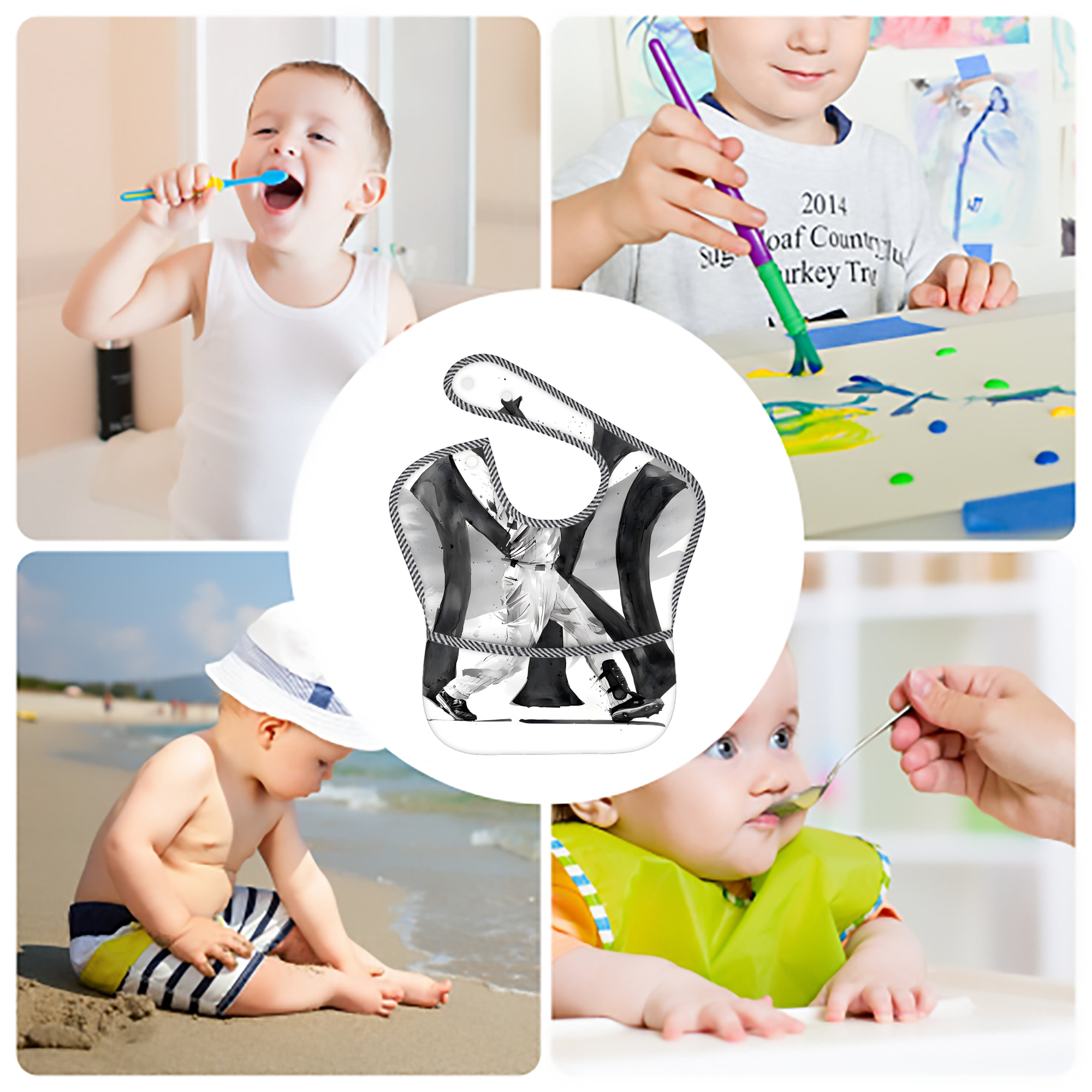 Derek Jeter 71 Adjustable Waterproof Toddler Bib – Full-Print Durable Polyester – Foldable Crumb Pocket – Easy Snap Closure – Soft