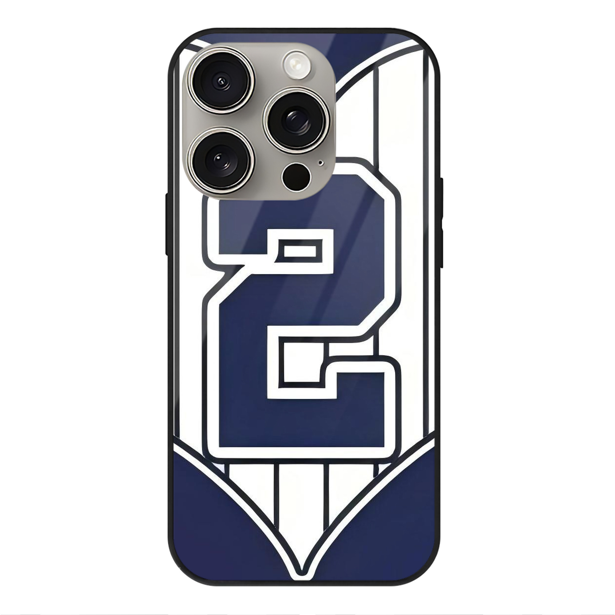 Derek Jeter 75 IPhone 15 Pro Mirror Phone Case – UV Printed Glass + TPU – Scratch-Resistant, Wireless Charging Compatible, Precise Fit & Stylish Design