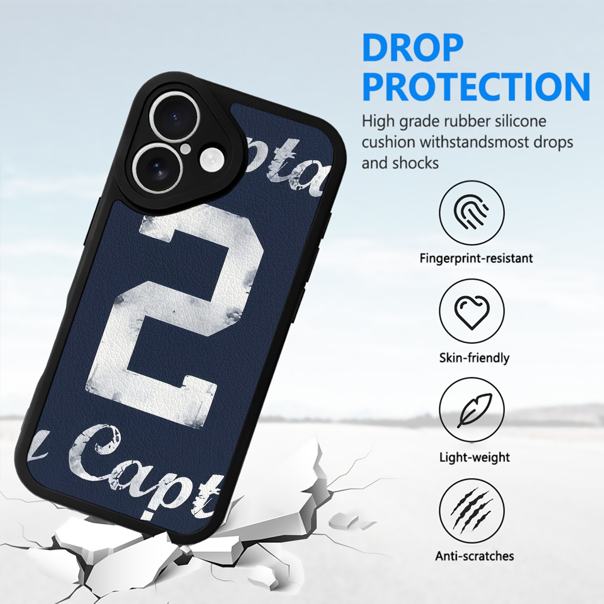 Derek Jeter 25 IPhone 16 Silicone Leather Case – UV Print, Lambskin Texture – Perfect Fit, Wireless Charging Compatible, Scratch Resistant, Precise Cutouts – Stylish Protection For IPhone 16