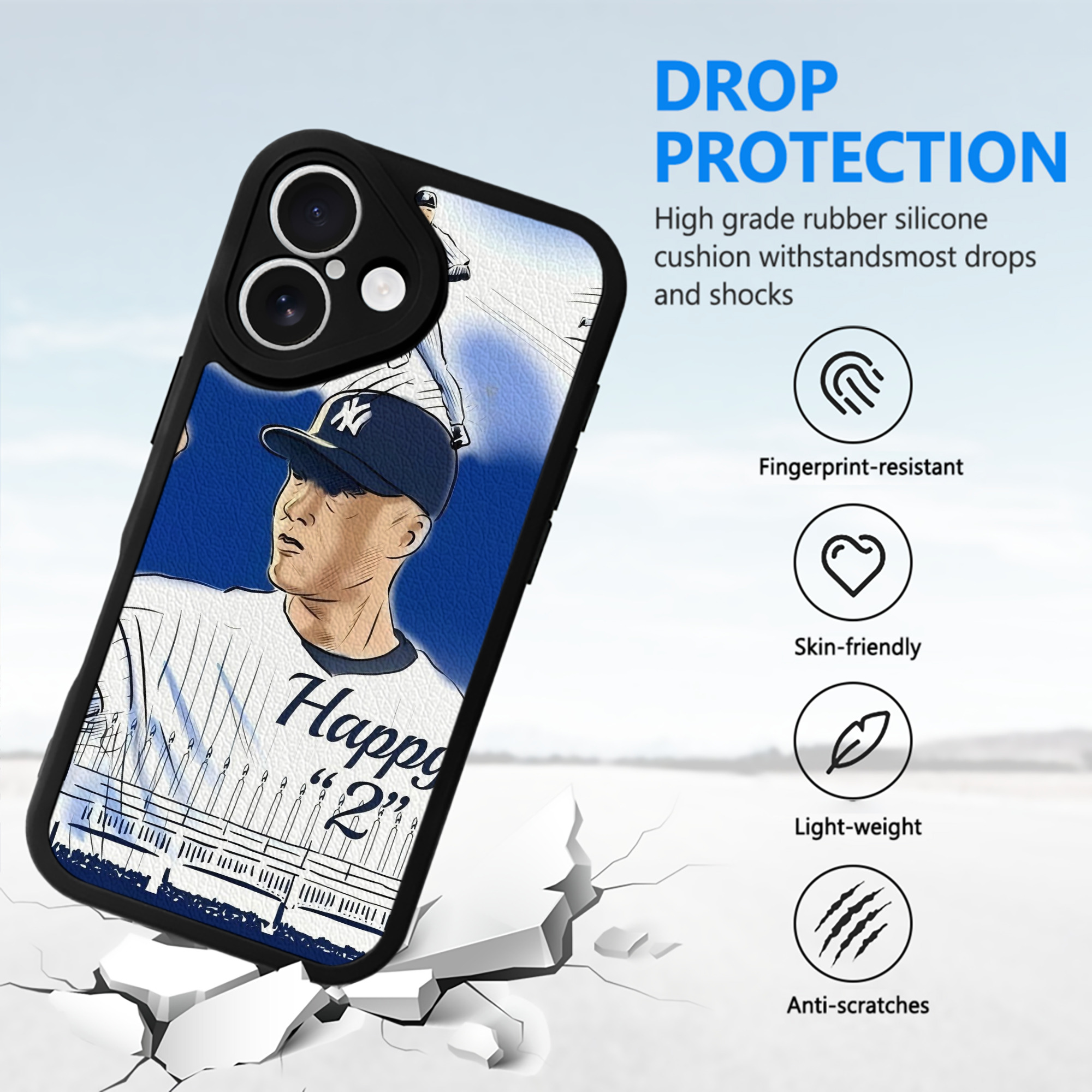 Derek Jeter 69 IPhone 16 Silicone Leather Case – UV Print, Lambskin Texture – Perfect Fit, Wireless Charging Compatible, Scratch Resistant, Precise Cutouts – Stylish Protection For IPhone 16