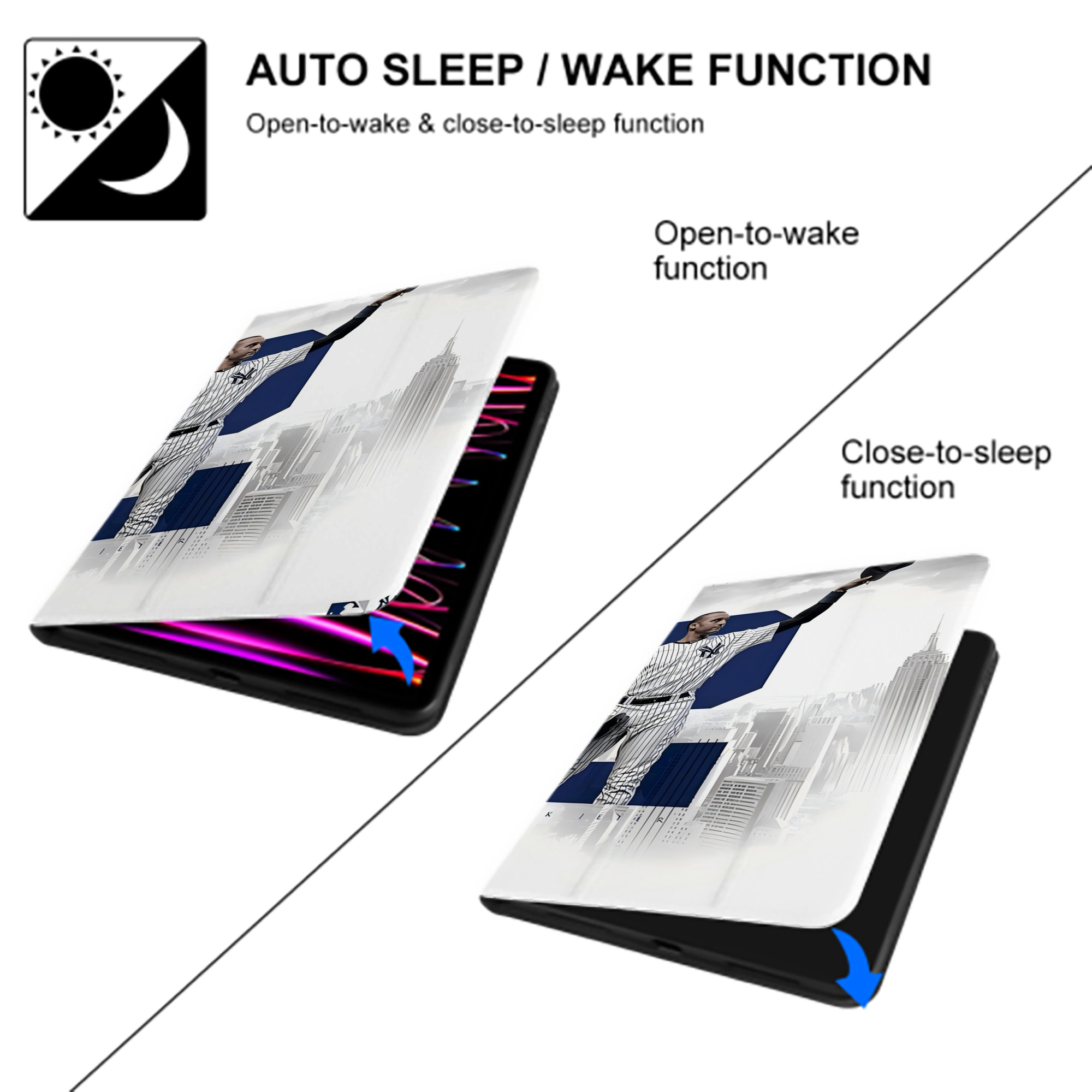 Derek Jeter 68 IPad Case Without Pencil Slot – Book-Style Cover With PU Leather & TPU – Slim, Durable, Scratch-Resistant, Full Protection & Easy Access