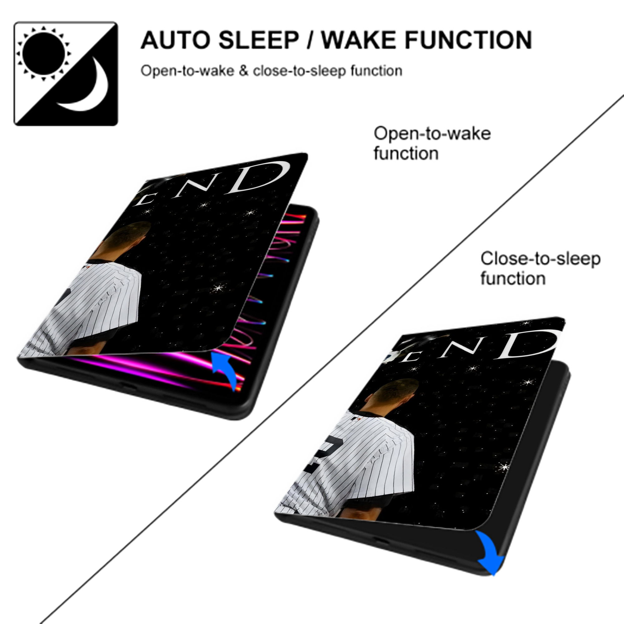 Derek Jeter 73 IPad Case Without Pencil Slot – Book-Style Cover With PU Leather & TPU – Slim, Durable, Scratch-Resistant, Full Protection & Easy Access