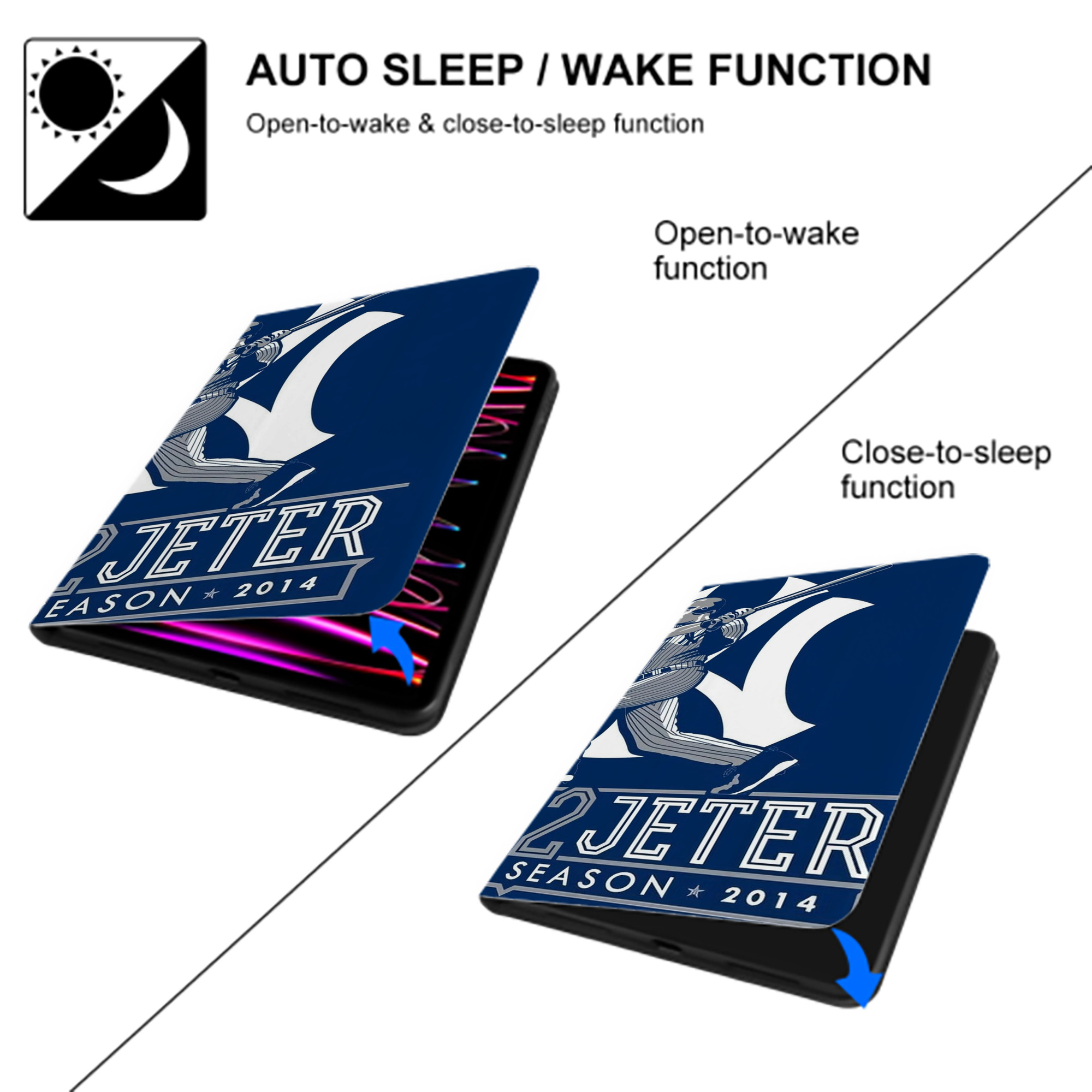 Derek Jeter 104 IPad Case Without Pencil Slot – Book-Style Cover With PU Leather & TPU – Slim, Durable, Scratch-Resistant, Full Protection & Easy Access