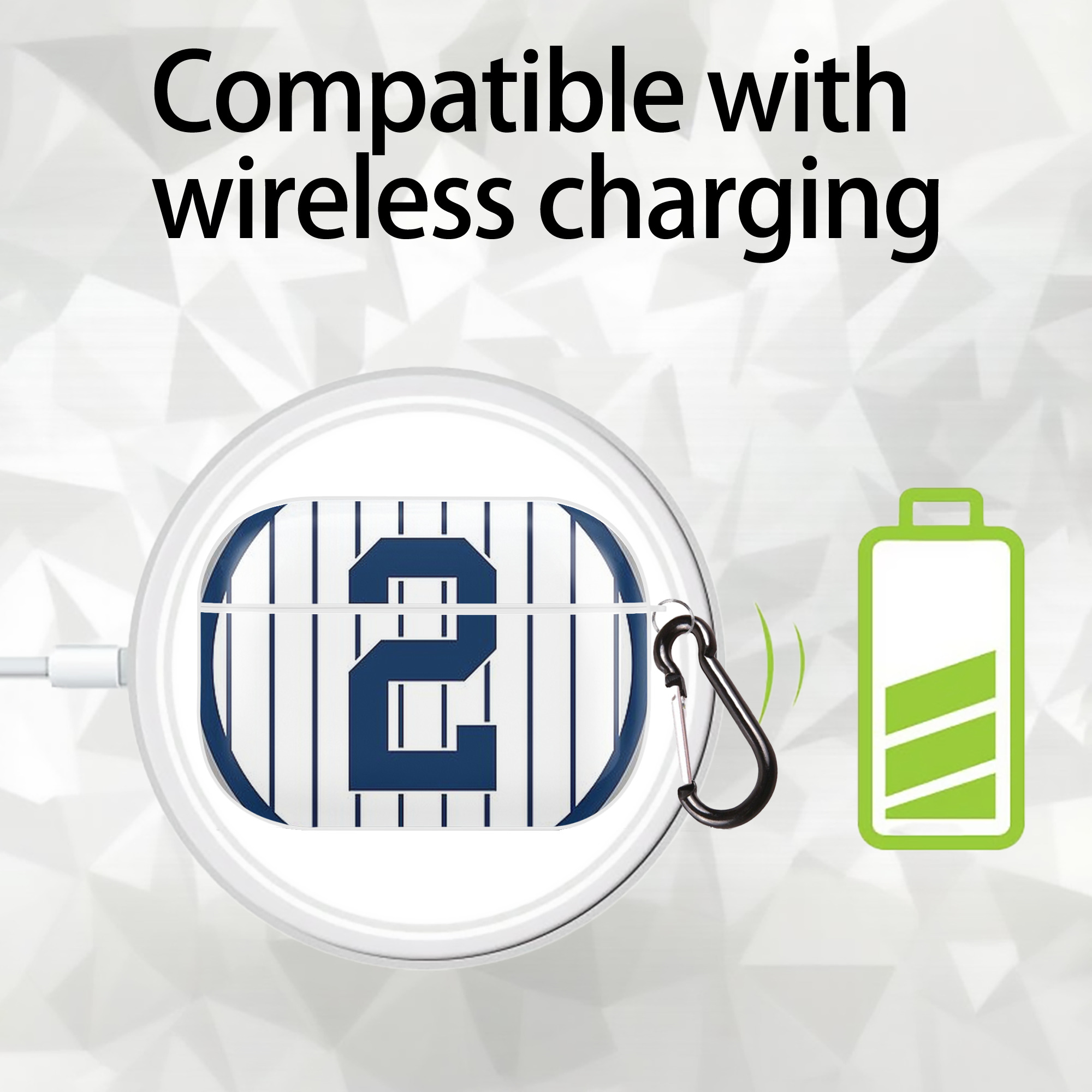 Derek Jeter 19 AirPods Pro Hard Case White With Keychain, Durable Flexible PC, Precise Cutouts, Anti-Fingerprint, Yellowing & Scratch Resistant, Full Protection, Washable