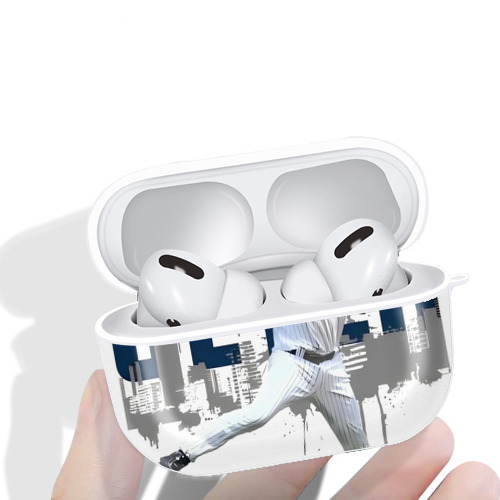 Derek Jeter 57 AirPods Pro Hard Case White With Keychain, Durable Flexible PC, Precise Cutouts, Anti-Fingerprint, Yellowing & Scratch Resistant, Full Protection, Washable
