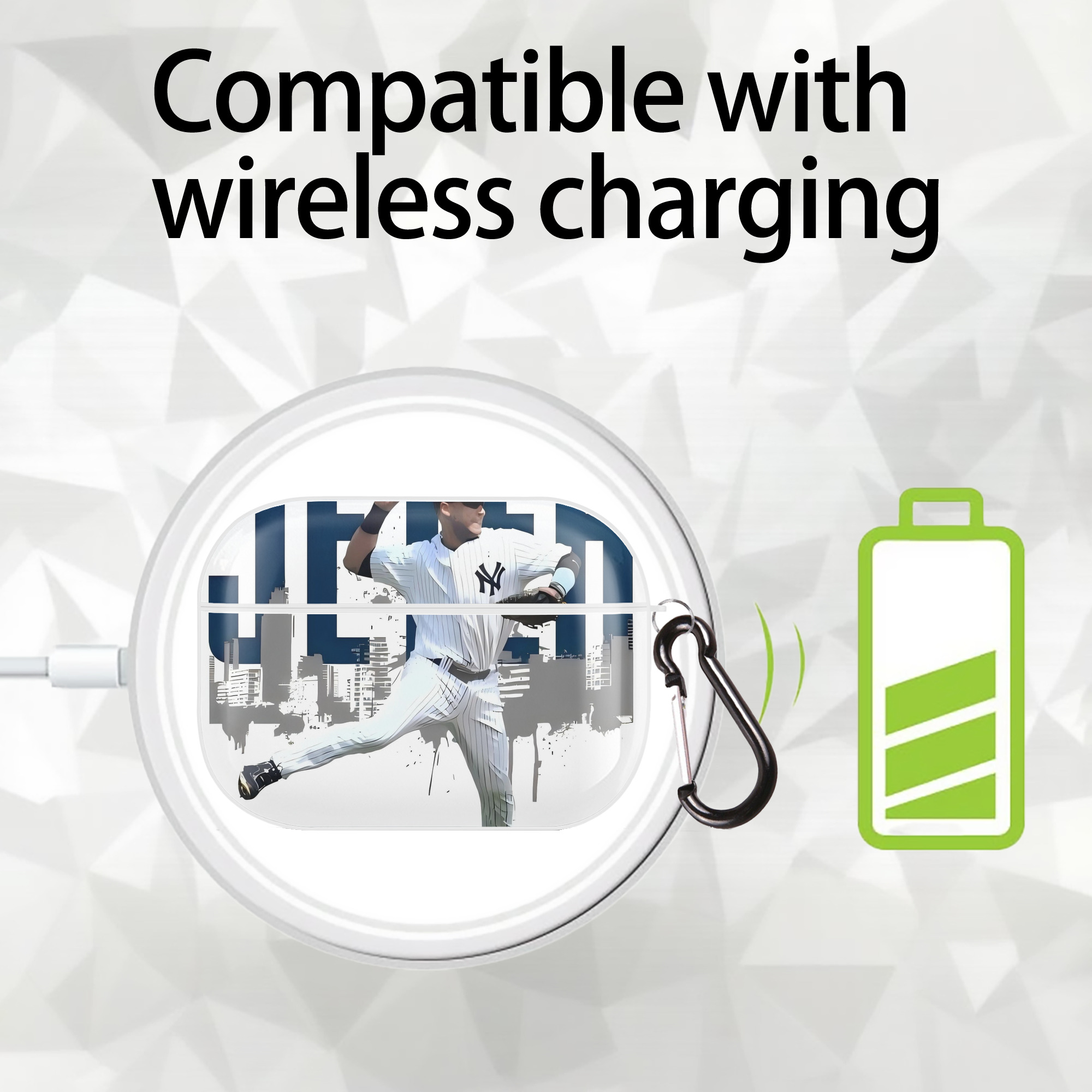 Derek Jeter 57 AirPods Pro Hard Case White With Keychain, Durable Flexible PC, Precise Cutouts, Anti-Fingerprint, Yellowing & Scratch Resistant, Full Protection, Washable