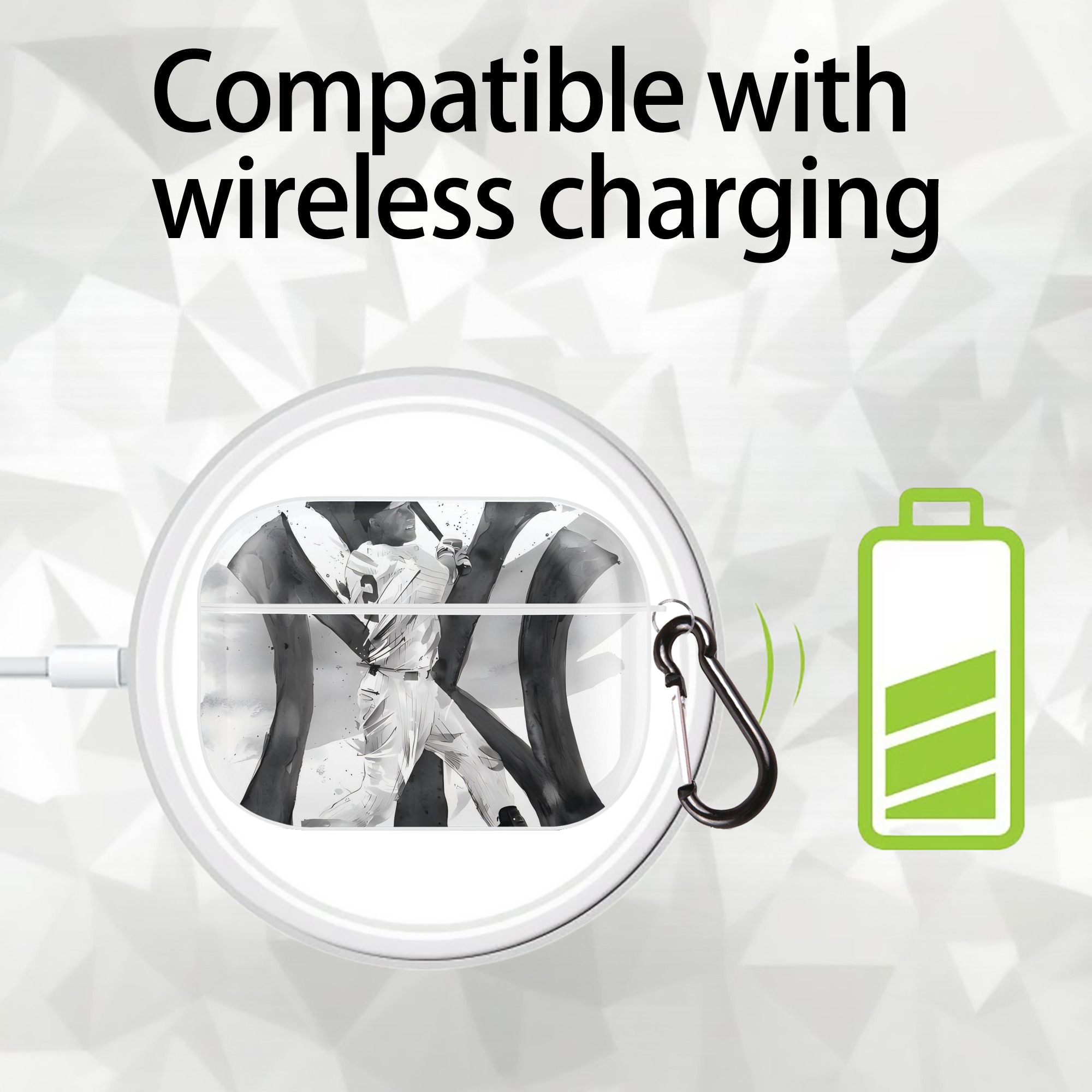 Derek Jeter 71 AirPods Pro Hard Case White With Keychain, Durable Flexible PC, Precise Cutouts, Anti-Fingerprint, Yellowing & Scratch Resistant, Full Protection, Washable